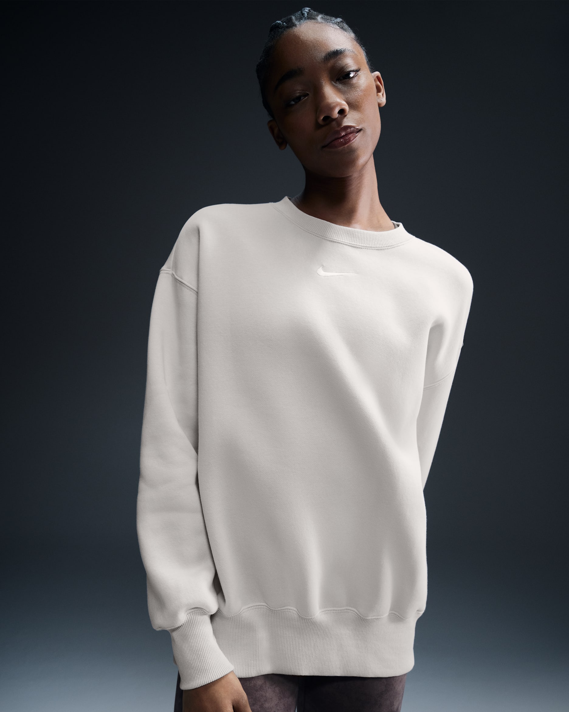 Nike Sportswear Phoenix Fleece Women's Oversized Crew-Neck Sweatshirt - Light Orewood Brown/Sail