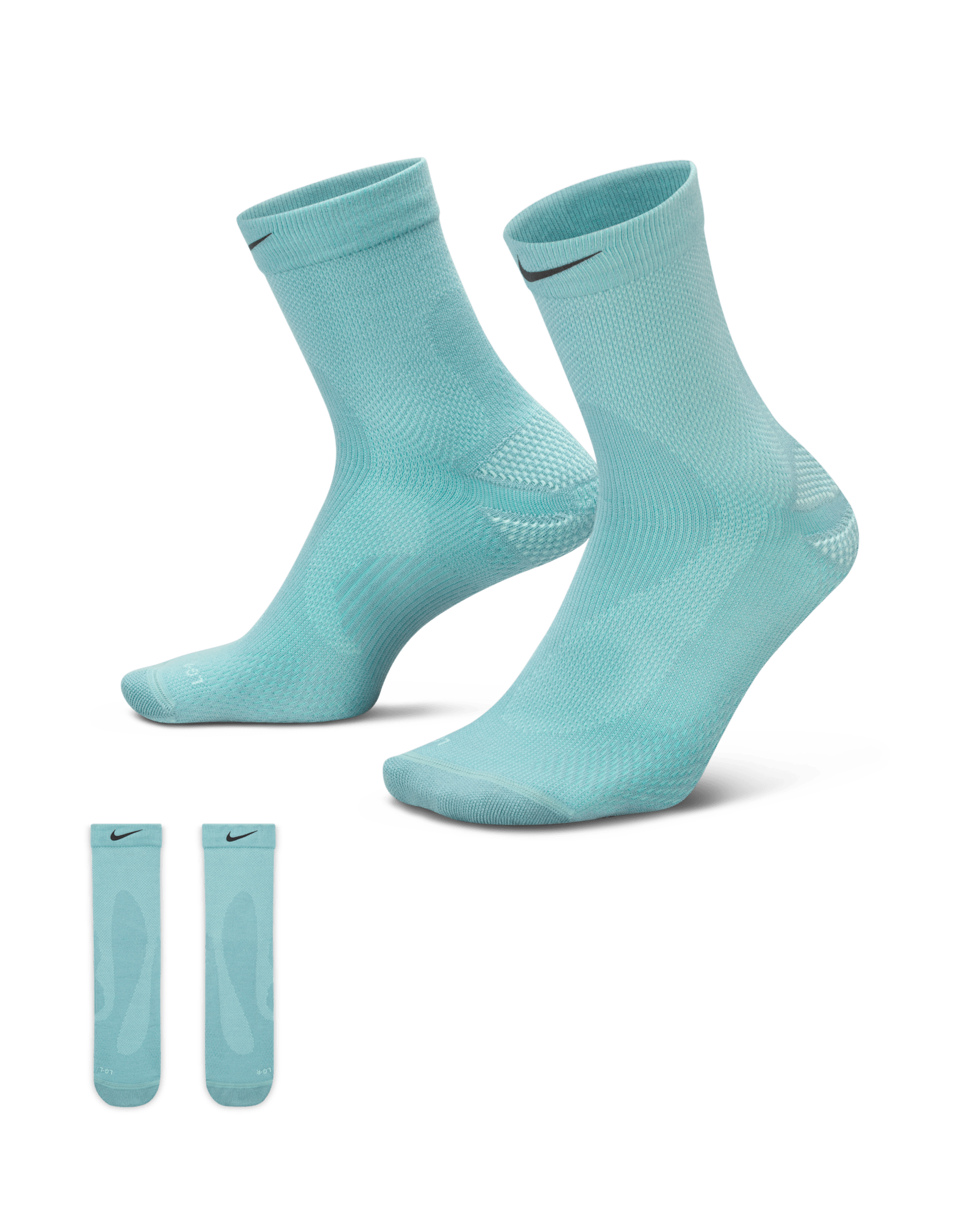 Nike Running Wool Micro Crew Socks (1 Pair) - Cannon/Mint Foam/Bright Citron