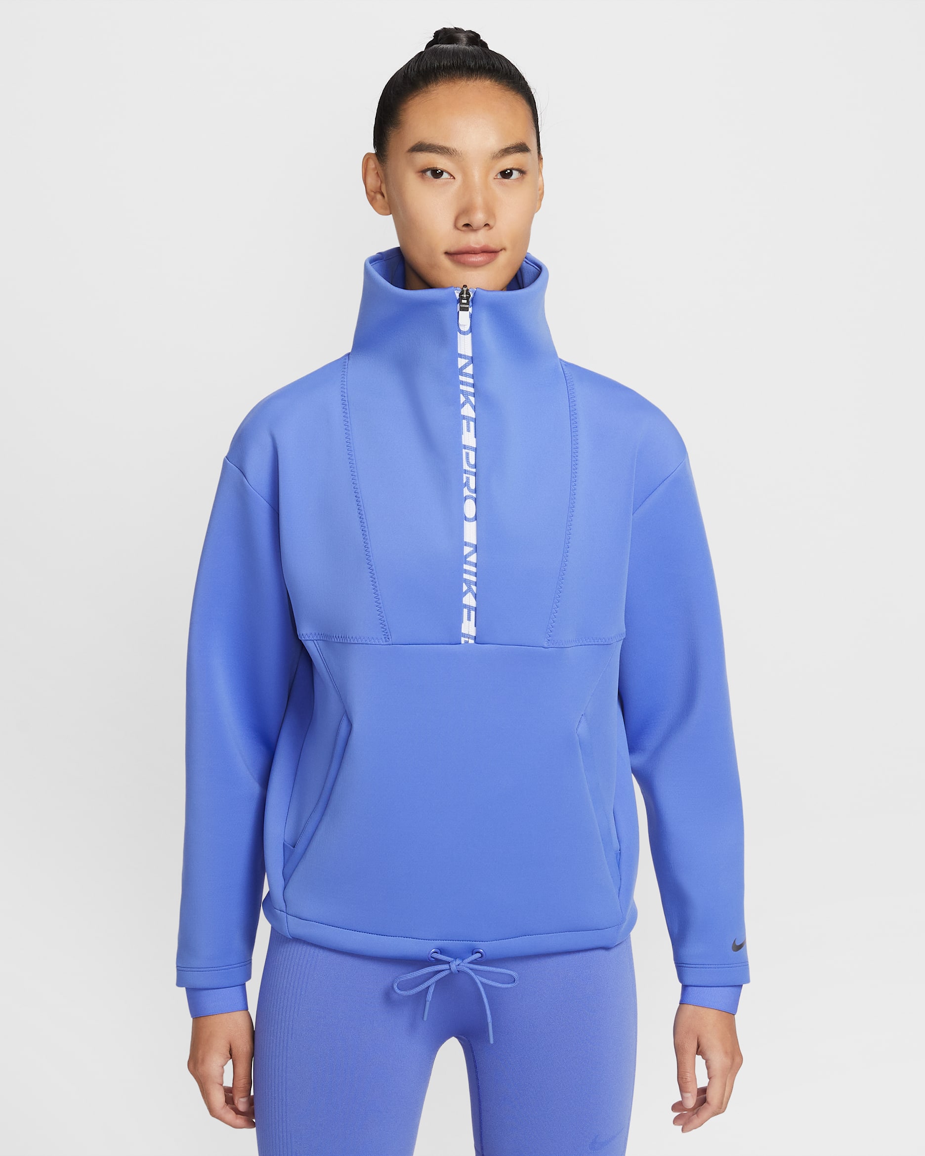 ナイキ プロ ウィメンズ クロップド ハーフジップ トップ - サファイア