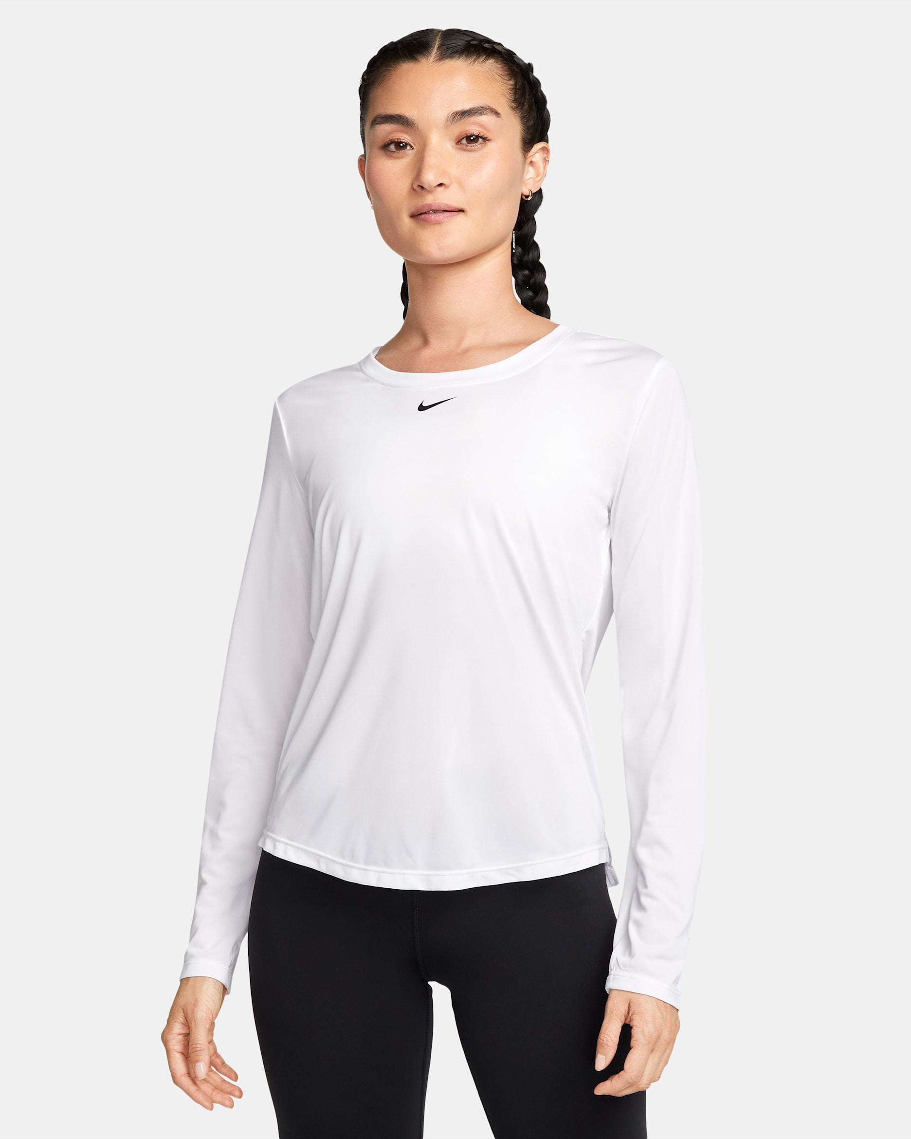 ナイキ Dri-FIT ワン ウィメンズ スタンダード フィット ロングスリーブ トップ - ホワイト/ブラック