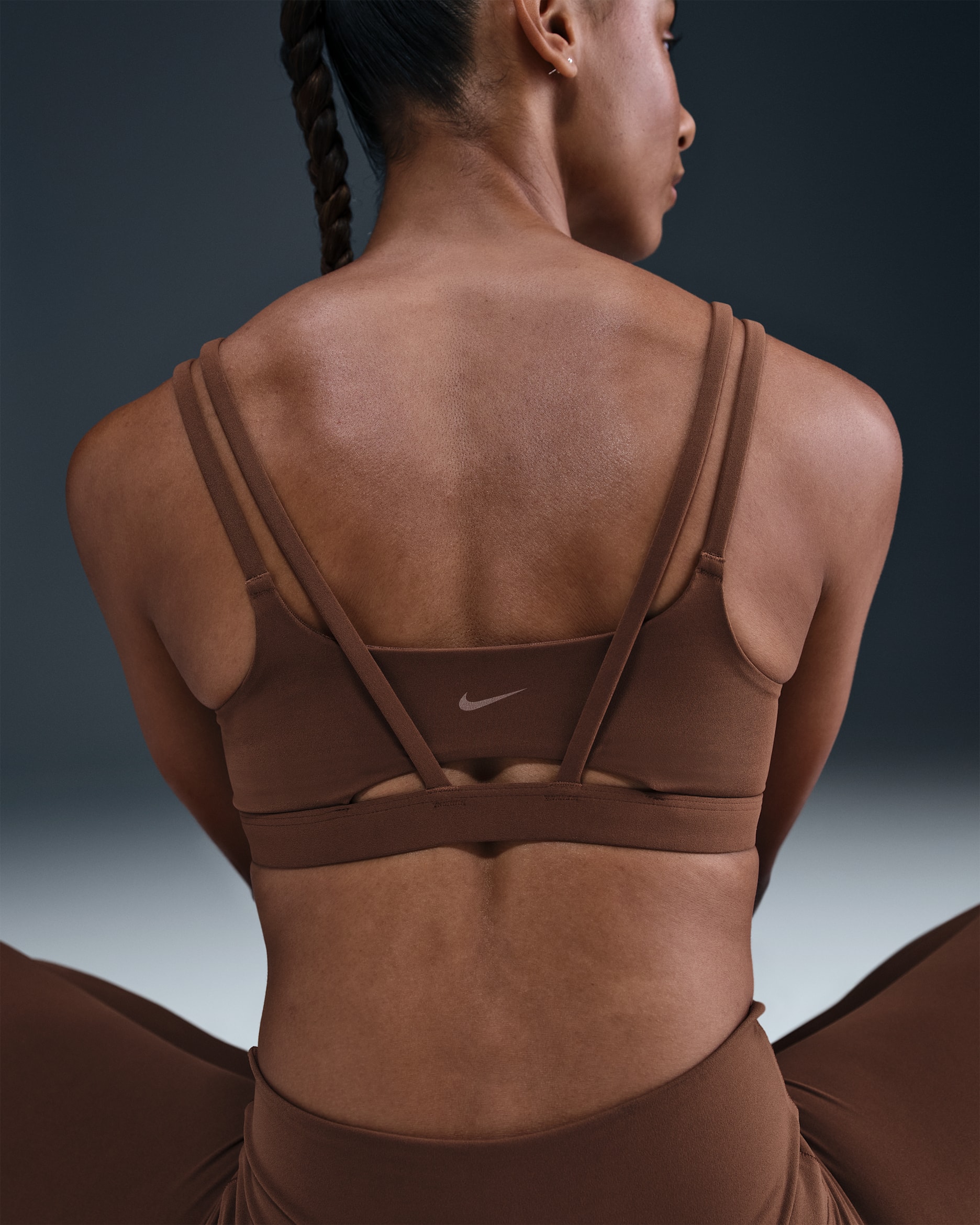 Nike Zenvy Strappy Women's Light-Support Padded Sports Bra - Fauna Brown/White
