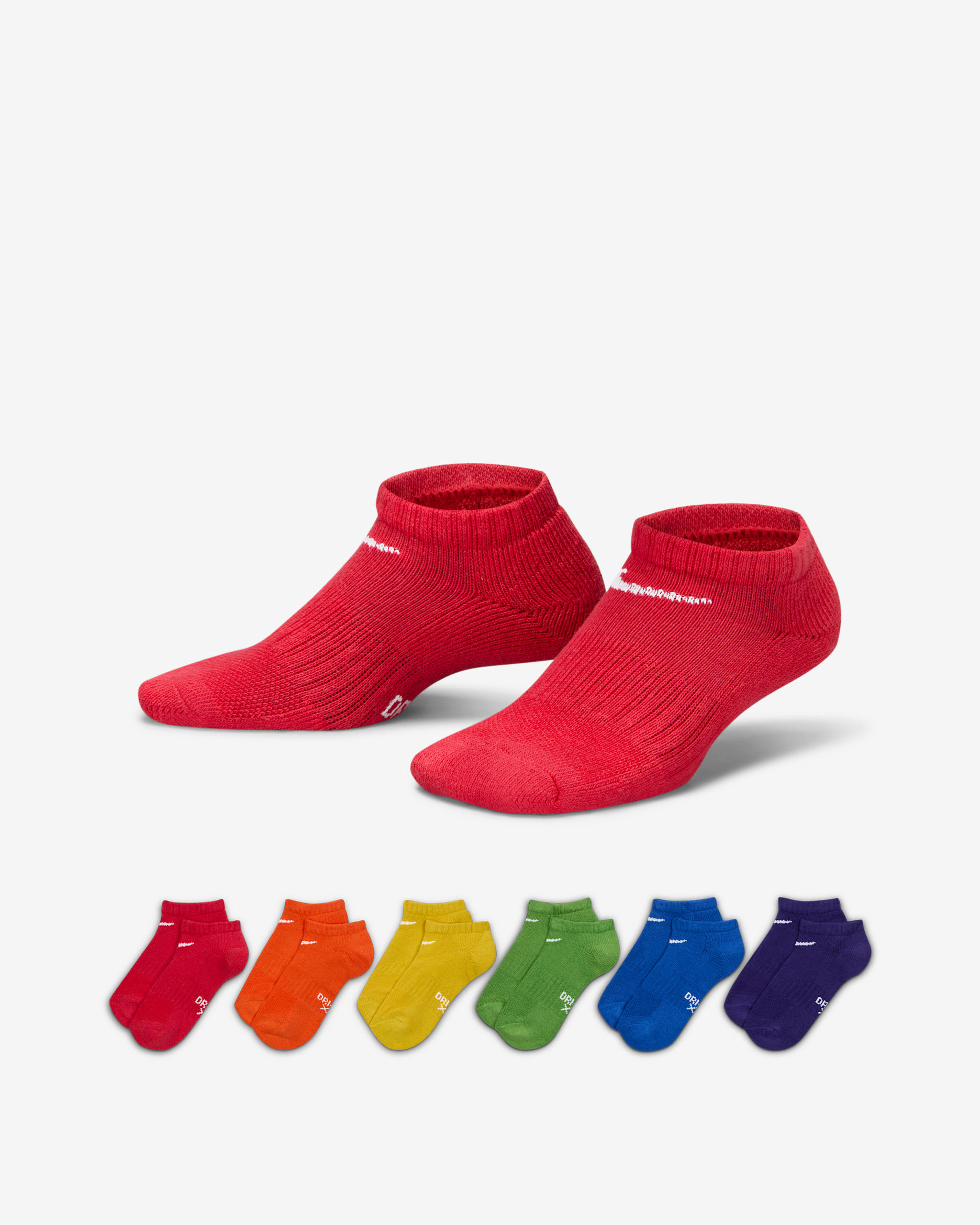 Nike Dri-FIT Performance Basics Big Kids' No-Show Socks (6 Pairs) - Multi-Color