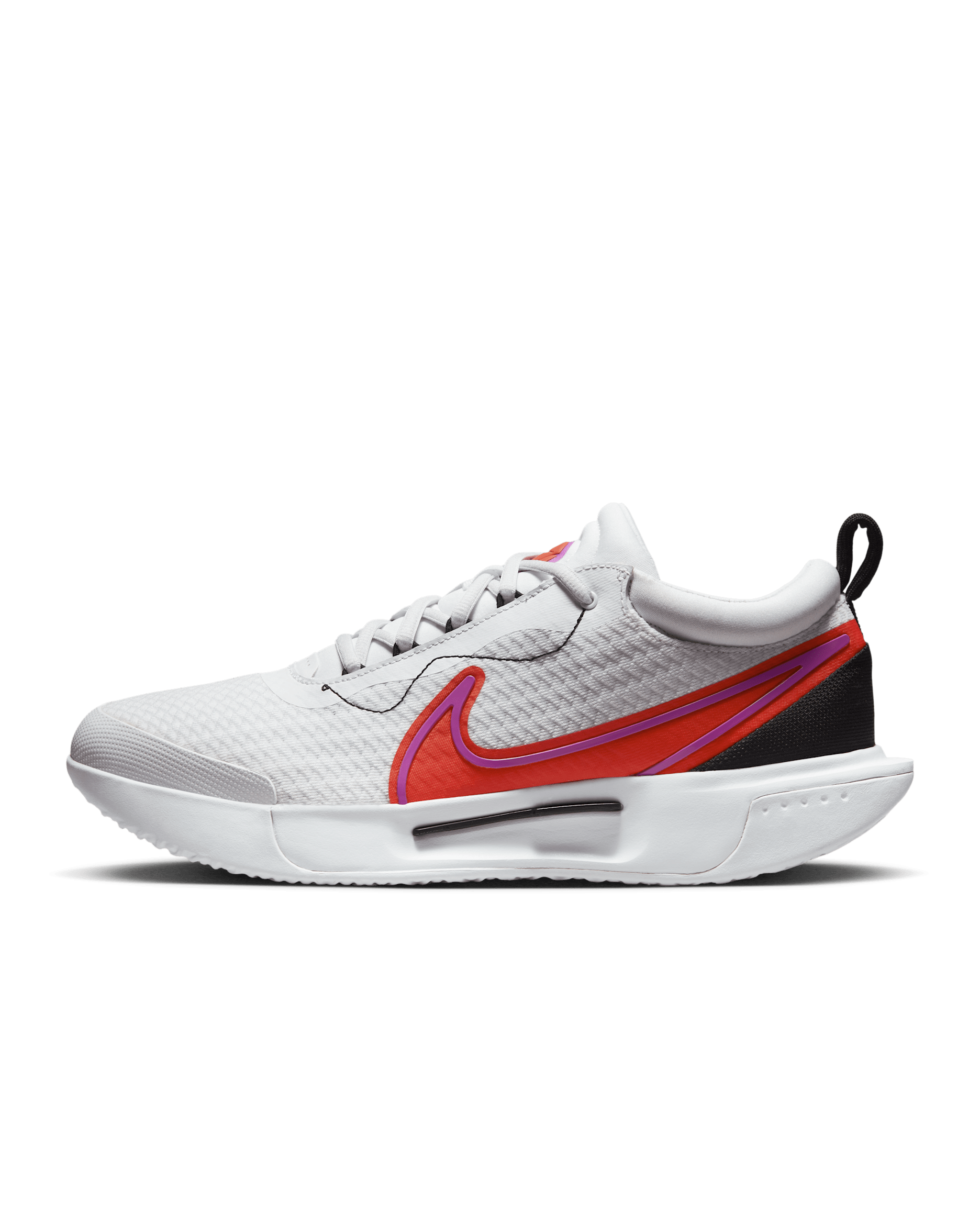 NikeCourt Zoom Pro 男款硬地球場網球鞋 - 白色/黑色/Fuchsia Dream/Picante Red