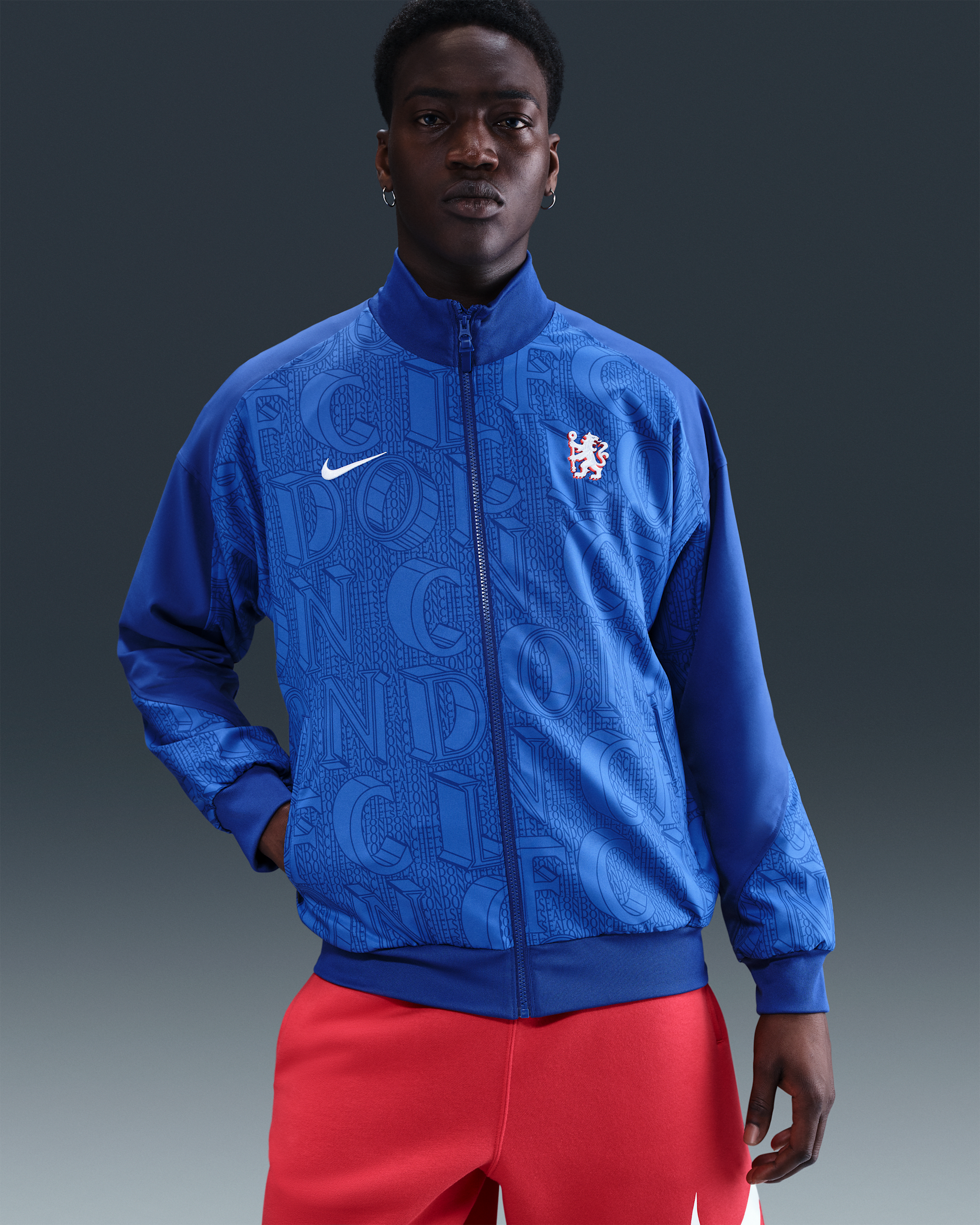 Chelsea F.C. Strike Men's Nike Dri-FIT Football Anthem Jacket - Rush Blue/Game Royal/White