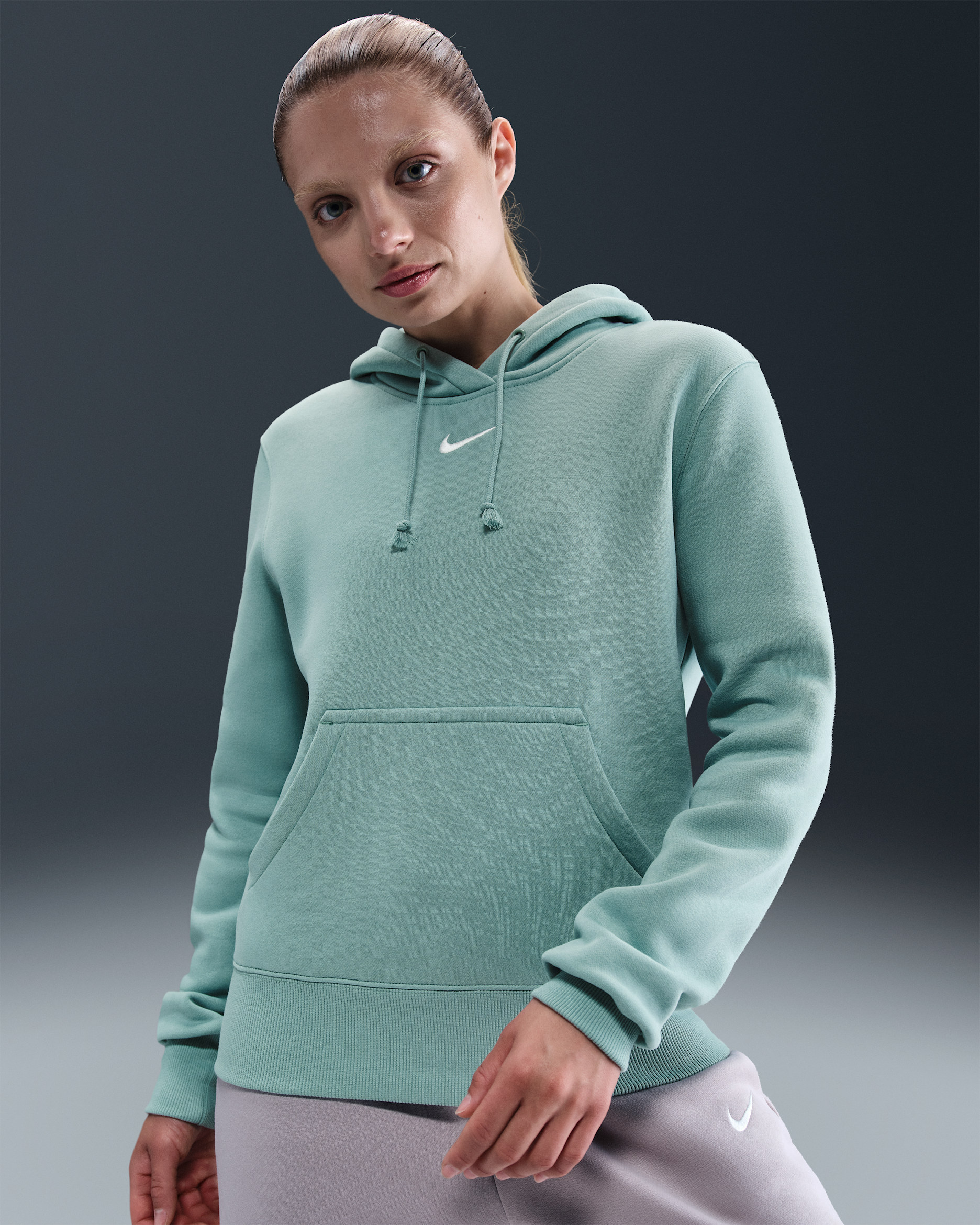 Damska bluza z kapturem Nike Sportswear Phoenix Fleece - Cannon/Sail