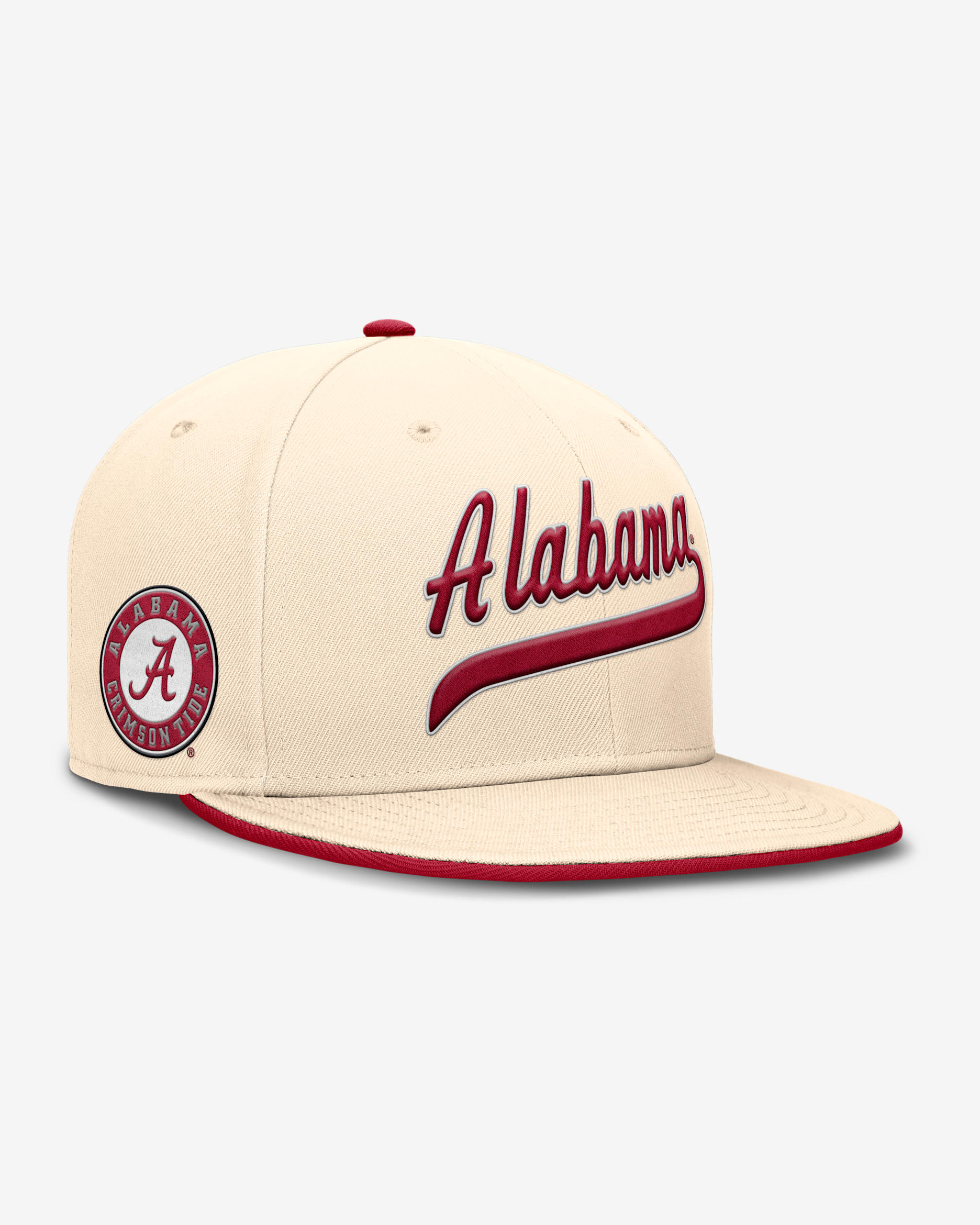 Alabama Crimson Tide Primetime True Men's Nike Dri-FIT College Fitted Hat - Natural