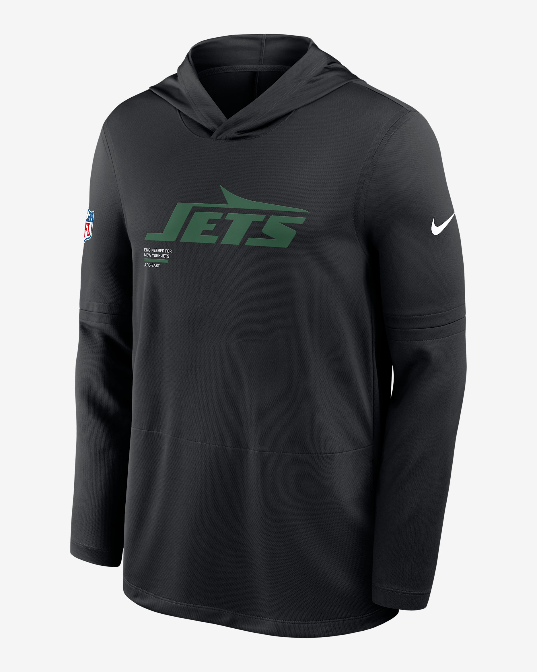 New York Jets Pure Fury Sideline Men's Nike Dri-FIT NFL Long-Sleeve Hooded Top - Black