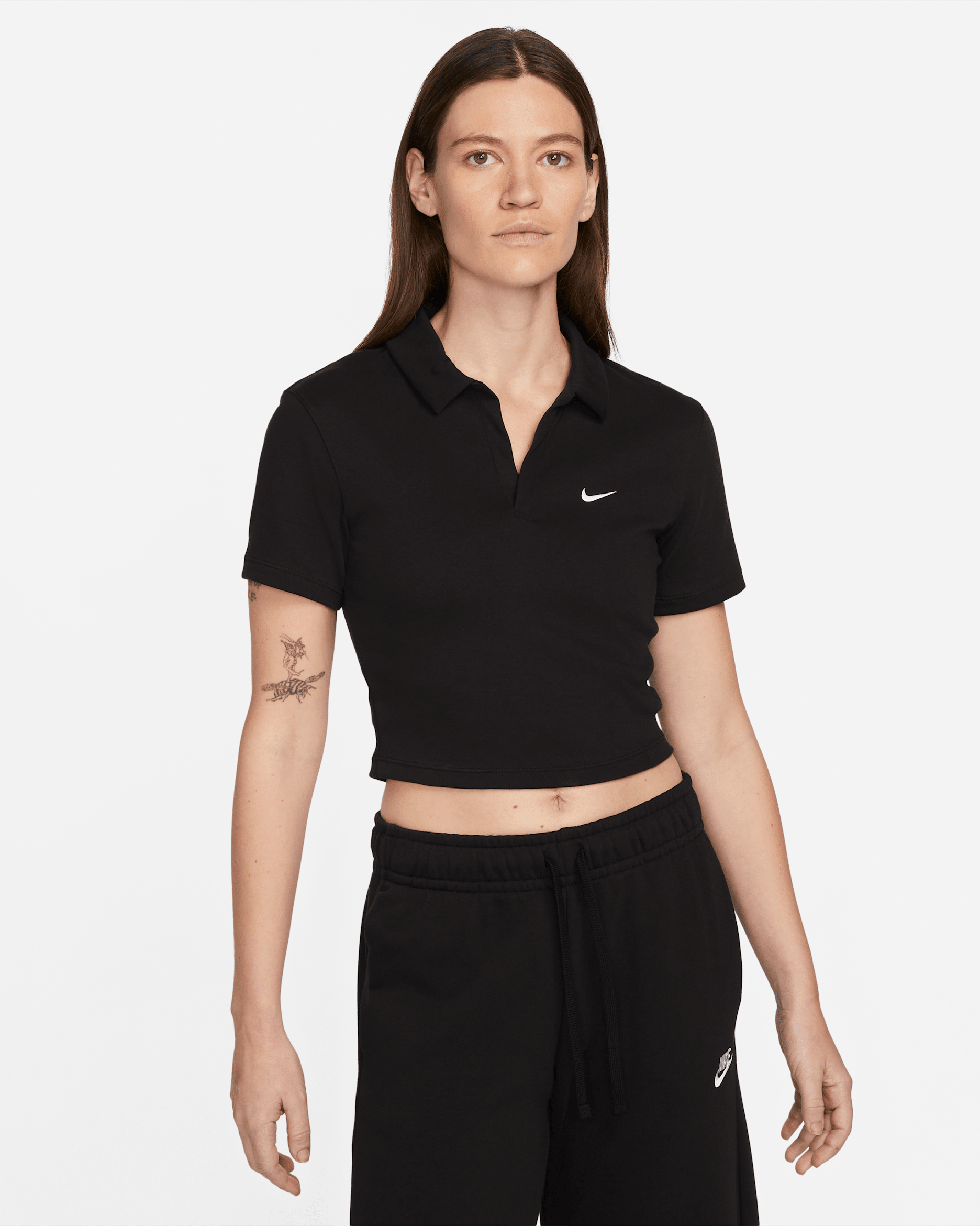 Nike Sportswear Essential Women's Short-Sleeve Polo Top - Black/White