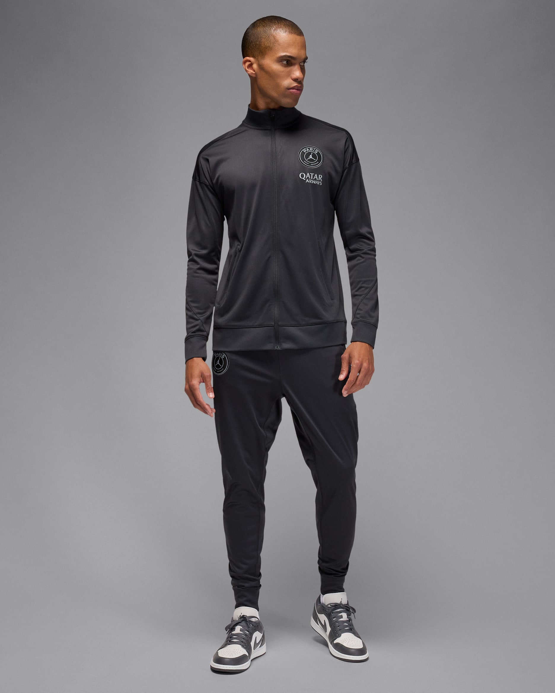 Paris Saint-Germain Strike Fourth Men's Jordan Dri-FIT Football Tracksuit - Off-Noir/Off-Noir/Particle Grey