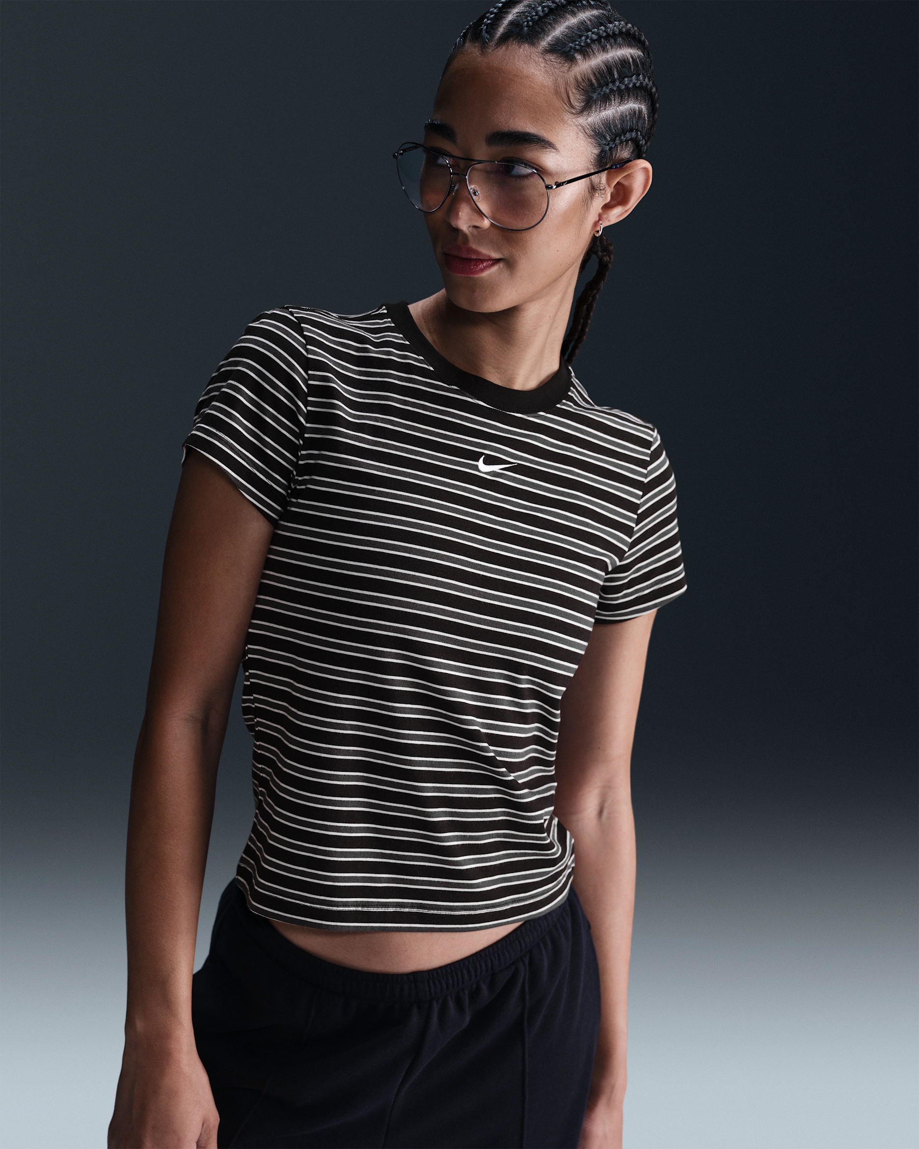 Nike Sportswear Chill Knit Women's Slim Striped T-Shirt - Black