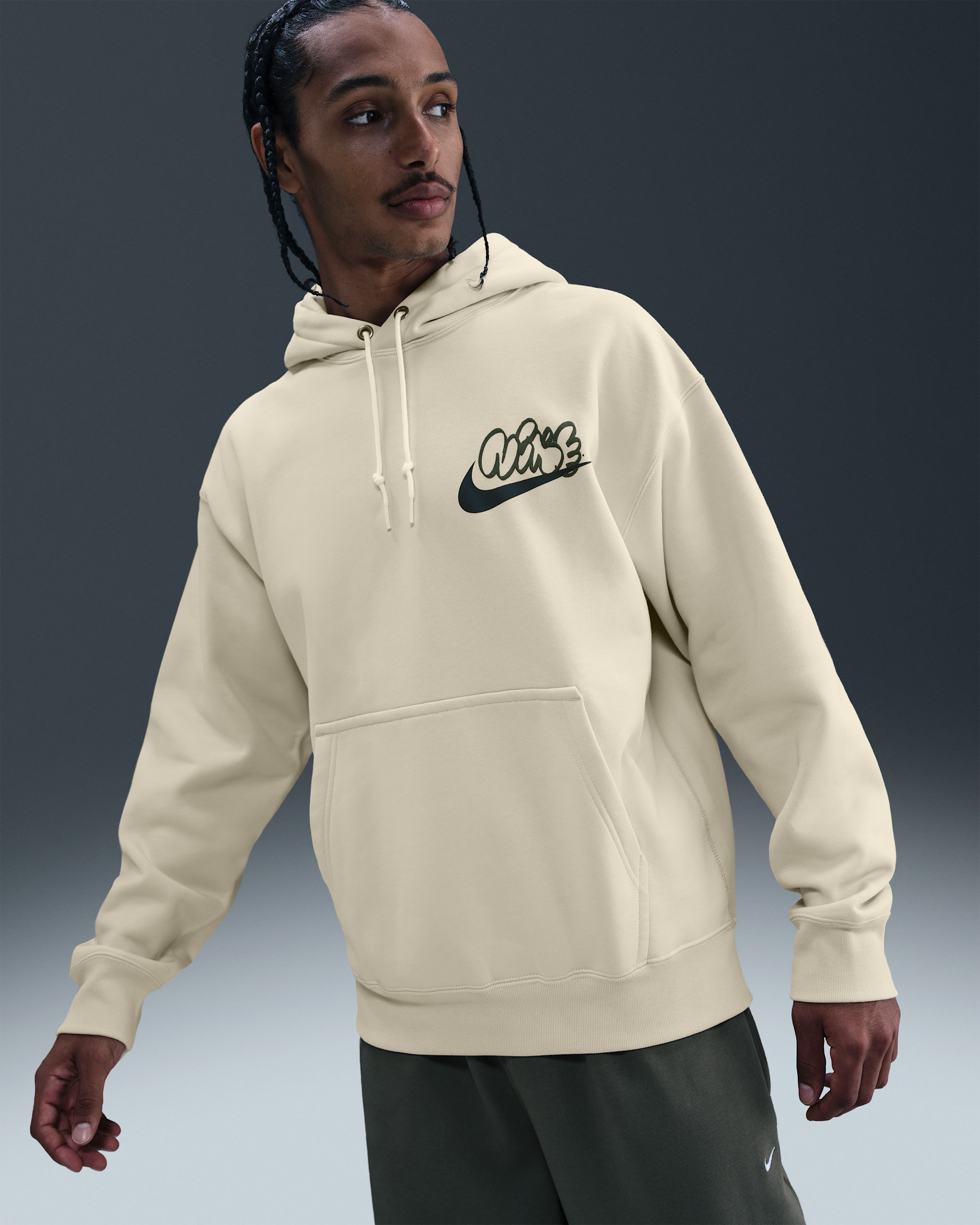 Nike Solo Swoosh Men's Fleece Hoodie - Light Khaki