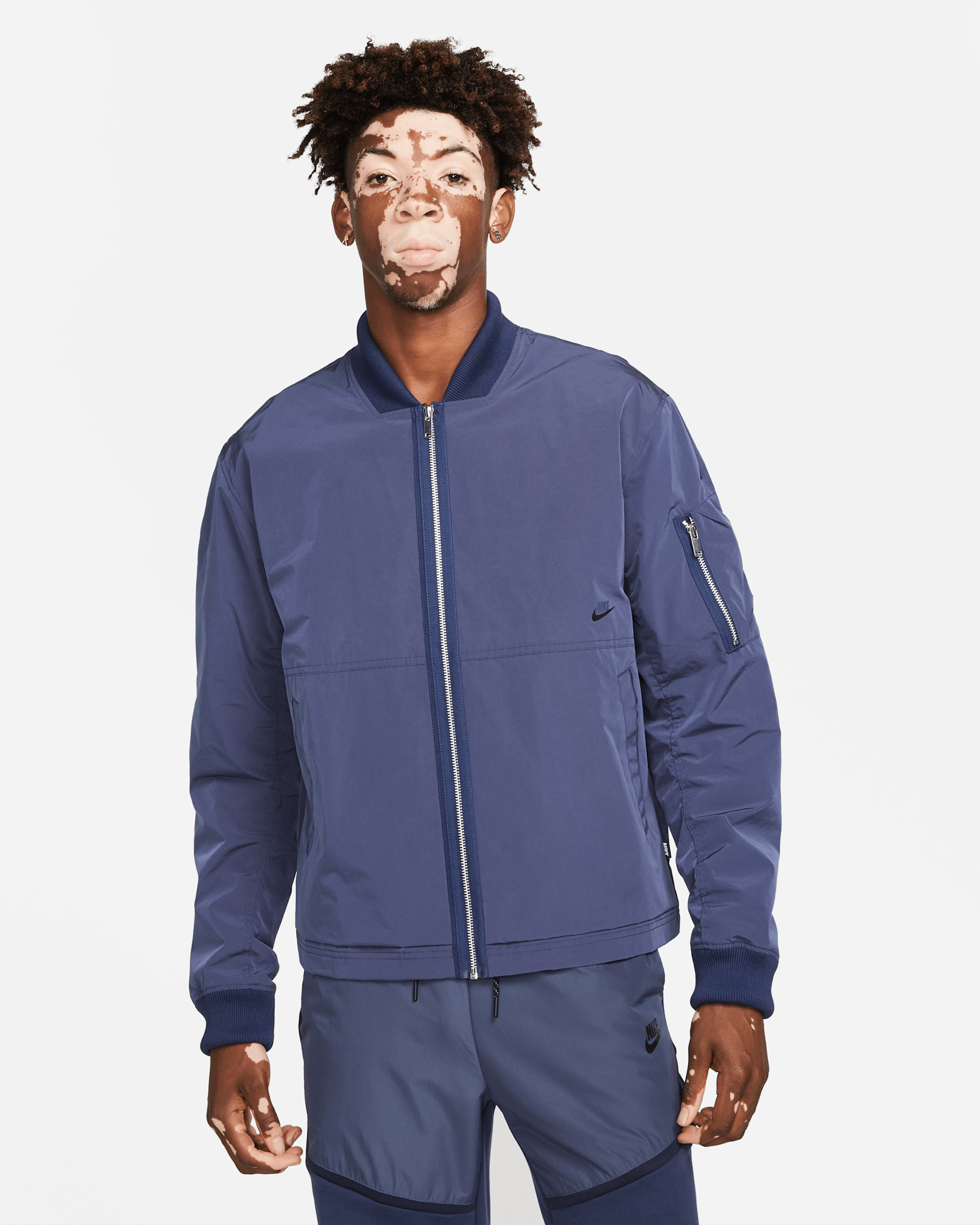 Nike Sportswear Style Essentials Men's Lined Bomber Jacket - Midnight Navy/Sail/Ice Silver/Midnight Navy