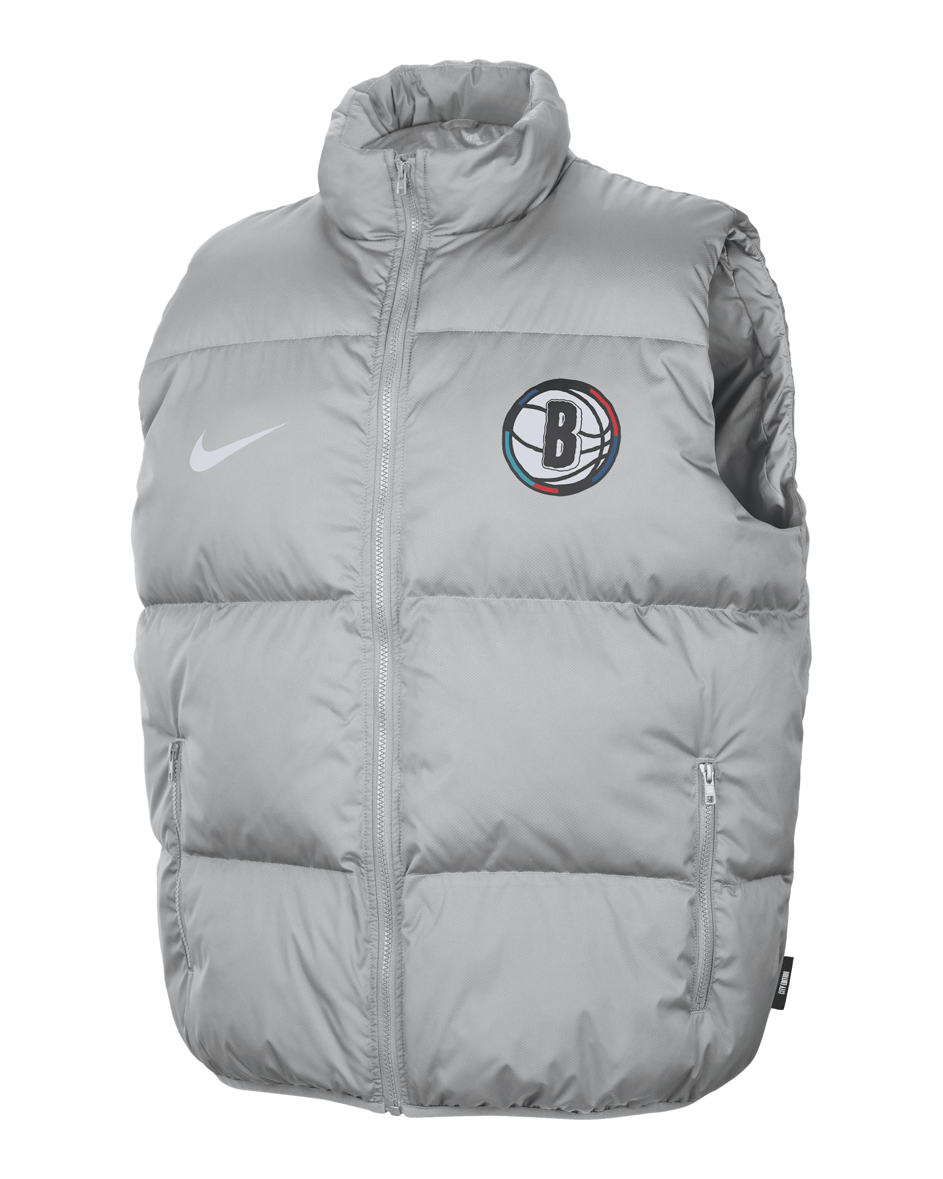 Brooklyn Nets City Edition Men's Nike NBA Puffer Vest - Flat Silver