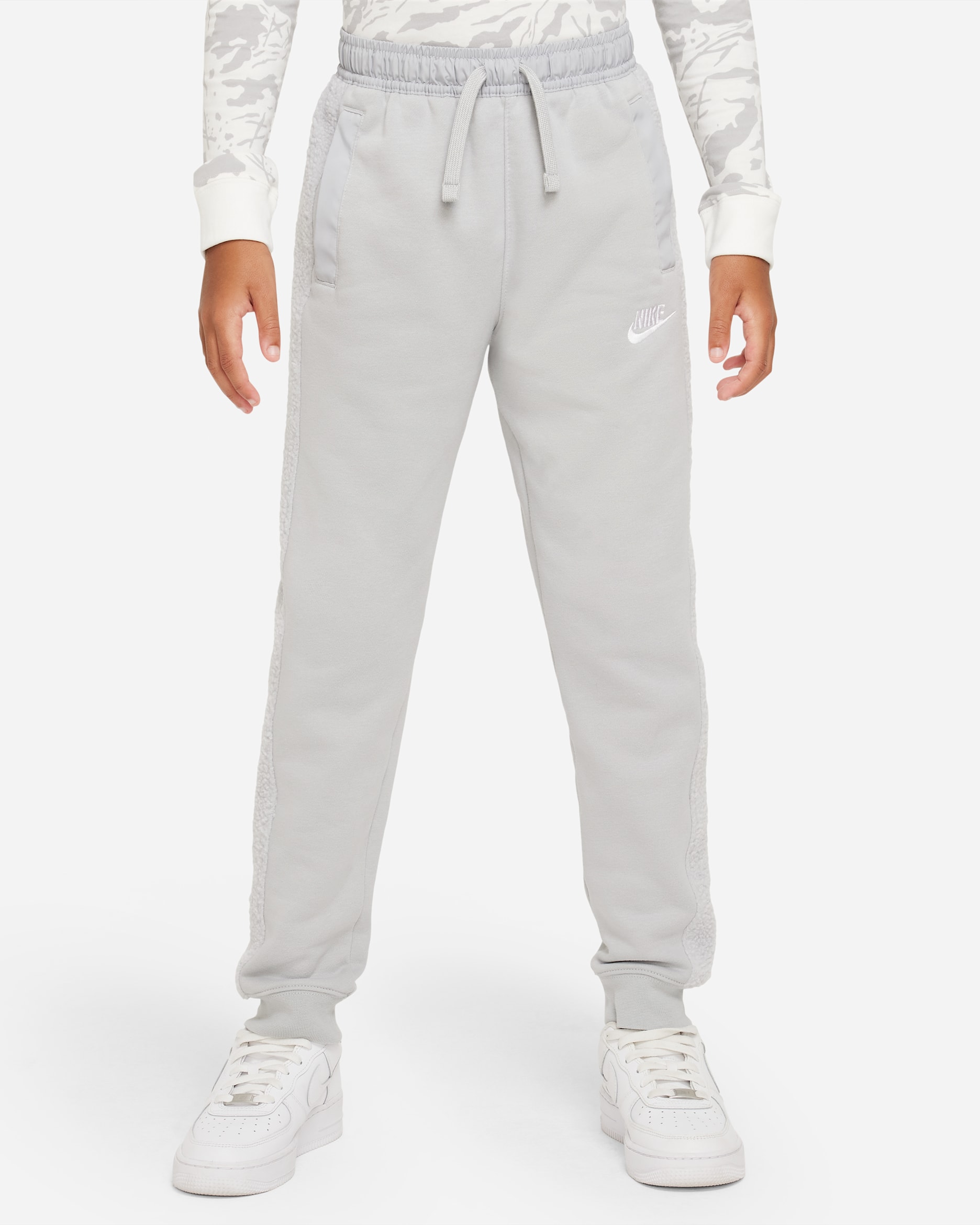 Nike Sportswear Club Fleece Big Kids' (Boys') Winterized Pants - Light Smoke Grey/White