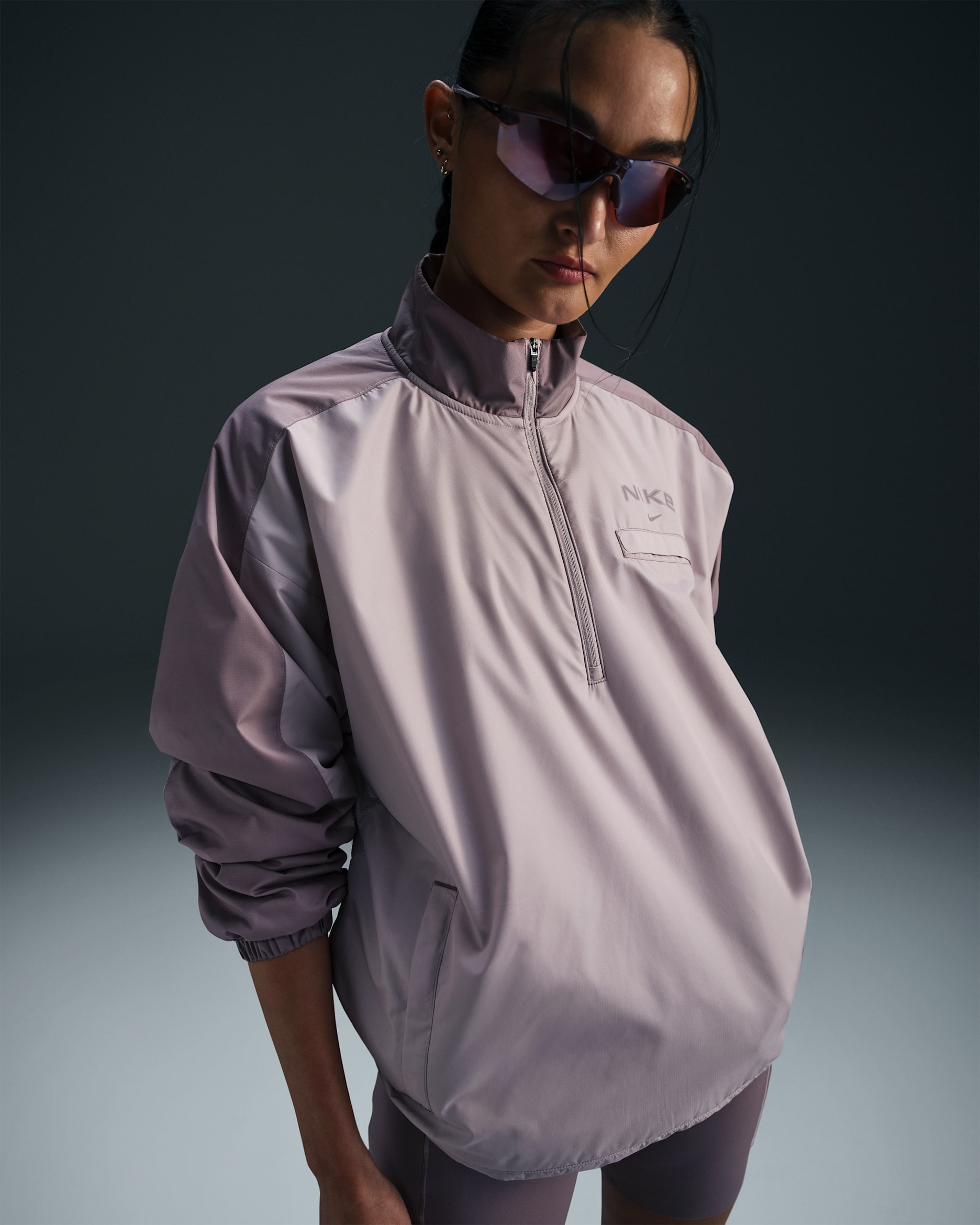 나이키 여성 러닝 재킷 - 플래티넘 바이올렛/라이트 바이올렛 오어/토프 그레이/라이트 바이올렛 오어