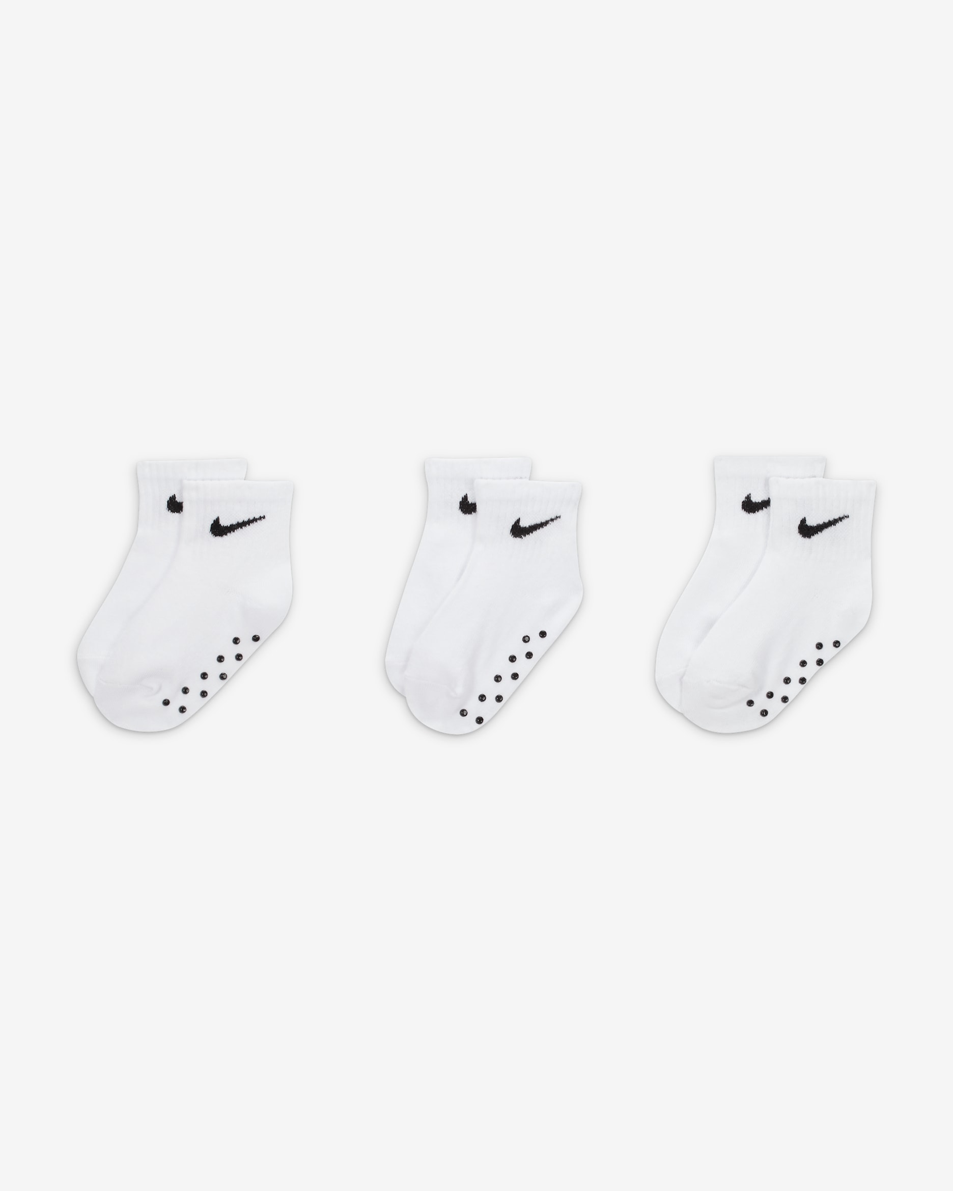 Nike Toddler Swoosh Ankle Gripper Socks (3-Pairs) - White