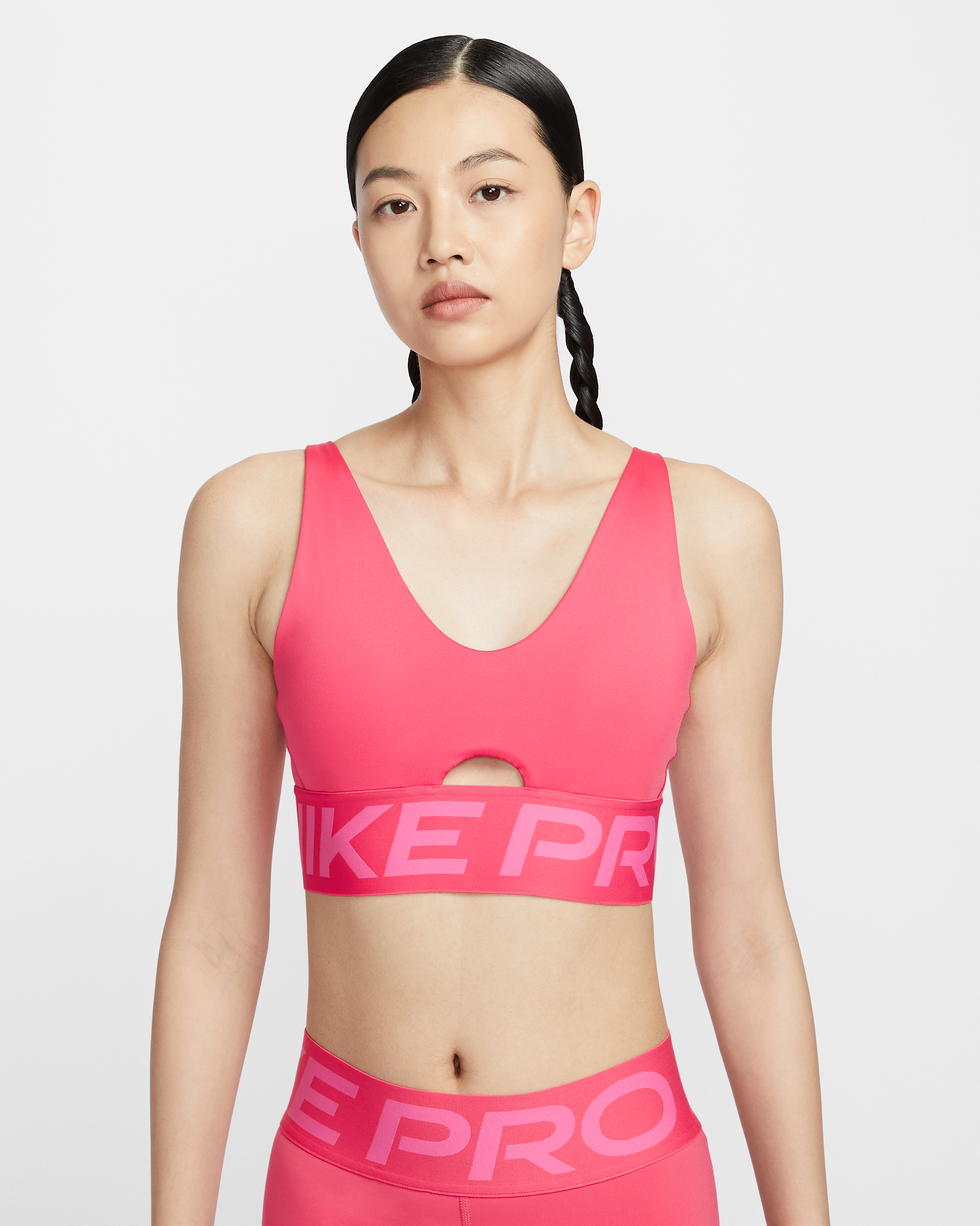 Nike Pro Indy V 領女款中度支撐型襯墊運動內衣 - Aster Pink/Pinksicle/白色