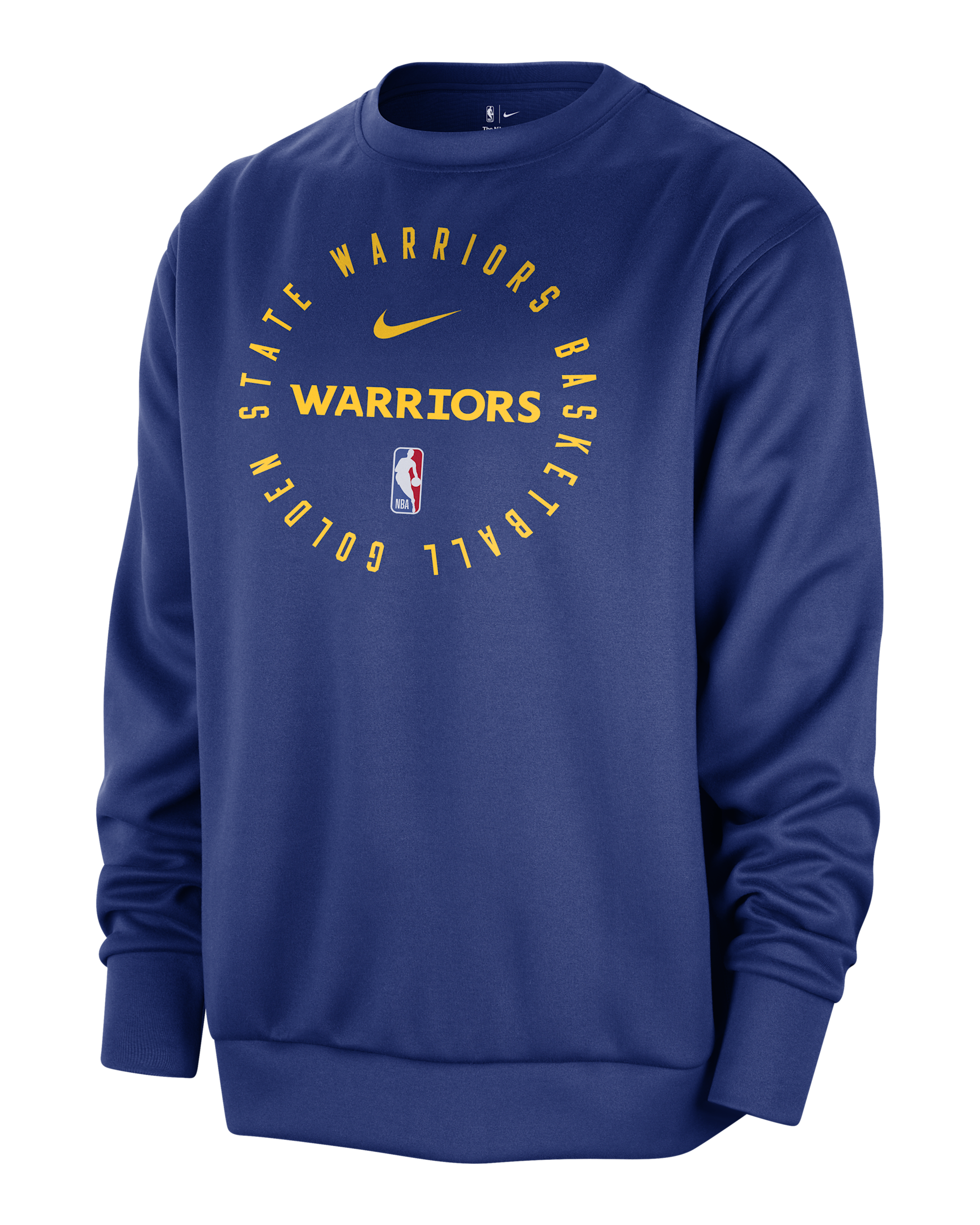 Golden State Warriors Spotlight Men's Nike Dri-FIT NBA Crew-Neck Sweatshirt - Rush Blue/Amarillo