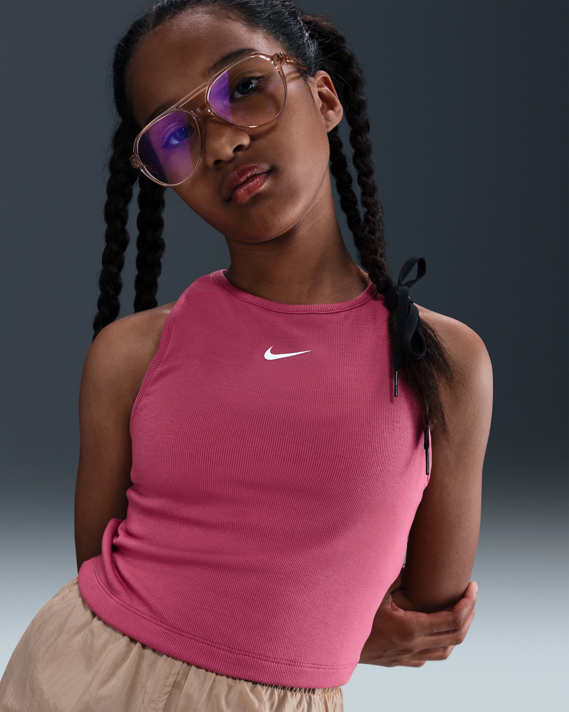 Nike Sportswear Girls' Ribbed Tank Top - Sweet Beet