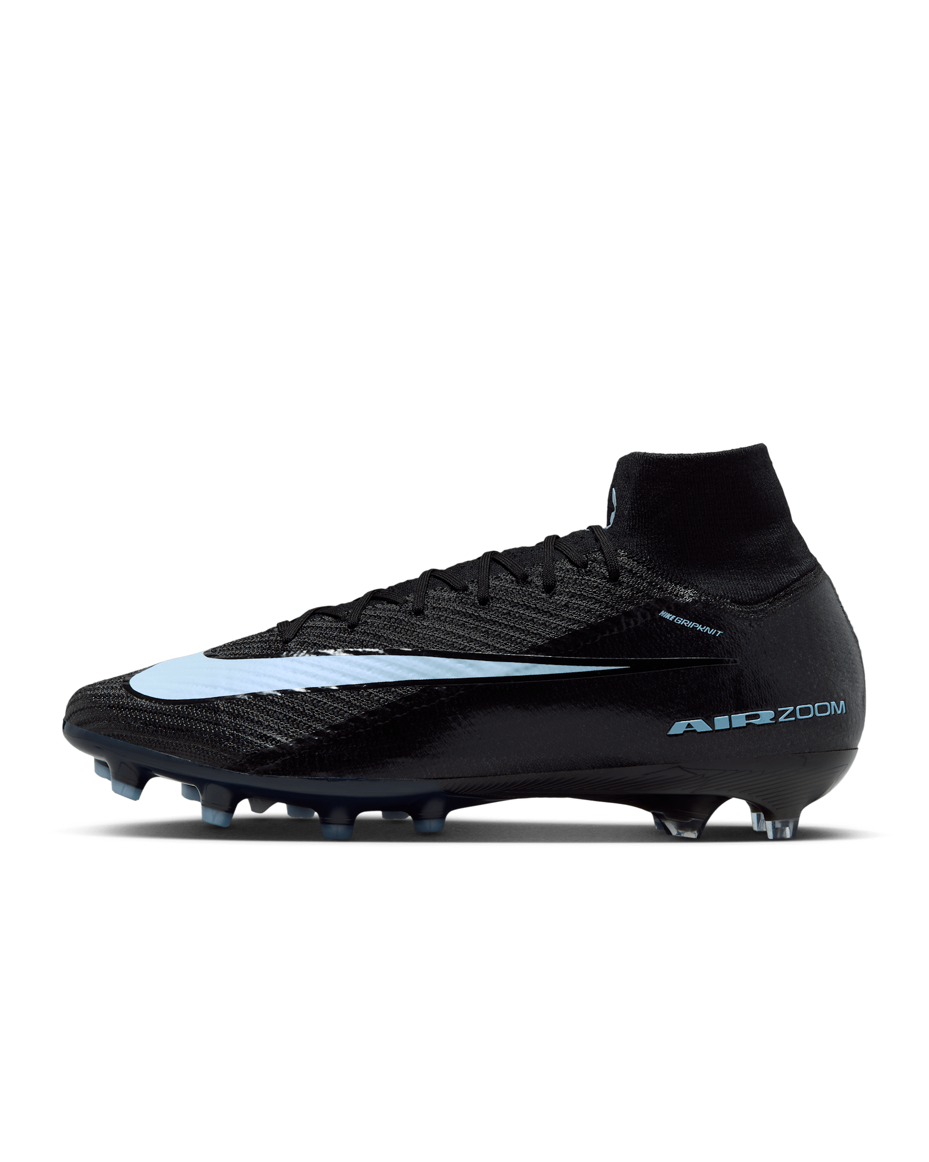 Nike Mercurial Superfly 10 Elite Artificial-Grass High-Top Soccer Cleats - Black/Ice Blue