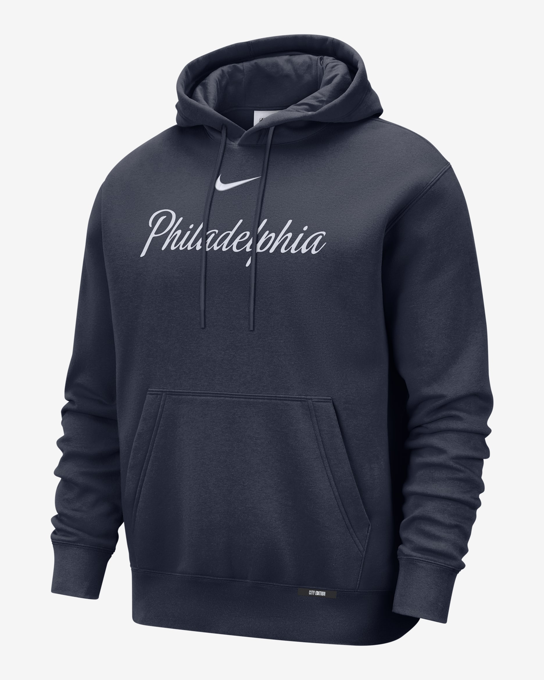 Philadelphia 76ers City Edition Men's Nike Basketball Club Pull-Over Hoodie - College Navy