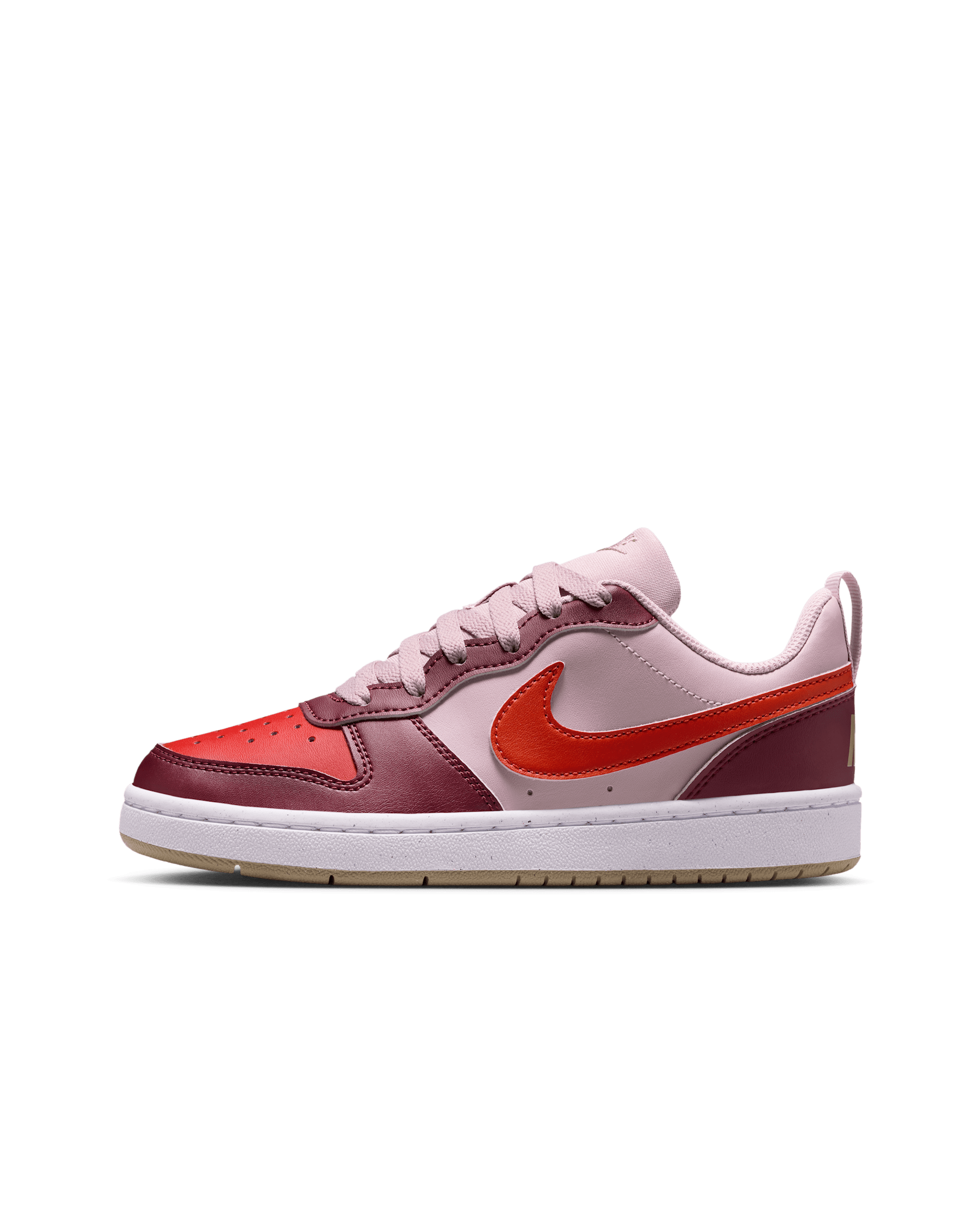 Tenis para niños grandes Nike Court Borough Low Recraft - Rosado partícula/Rojo team oscuro/Blanco/Rojo dragón