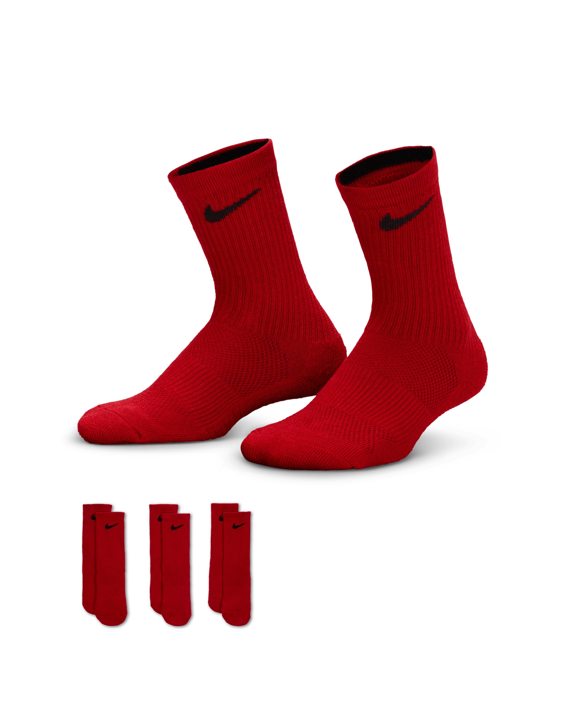 Calcetas para niños pequeños (3 pares) Nike Dri-FIT Elite - Rojo universitario