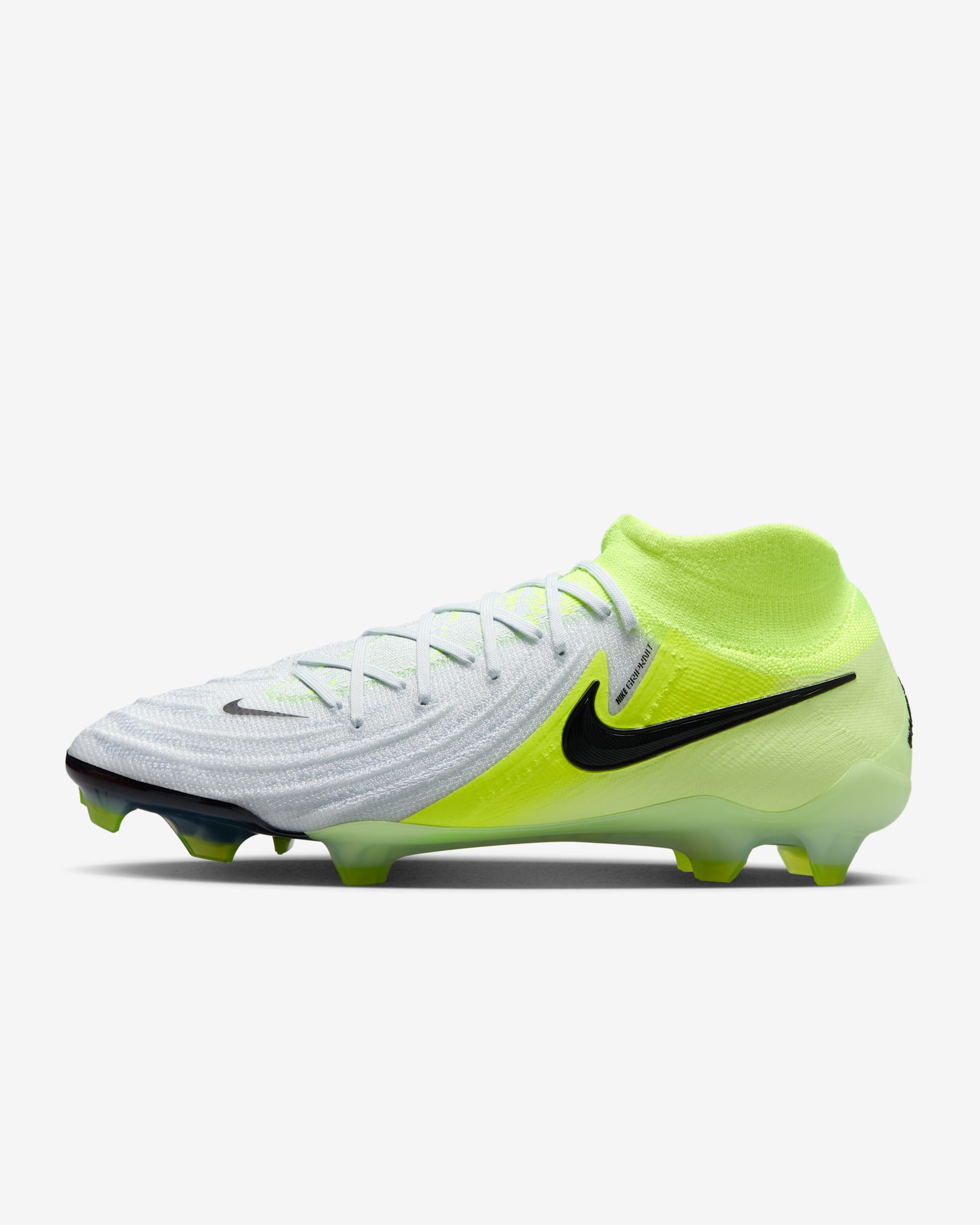 Nike Phantom Luna 2 Elite FG High-Top-Fußballschuh - Metallic Silver/Volt/Schwarz