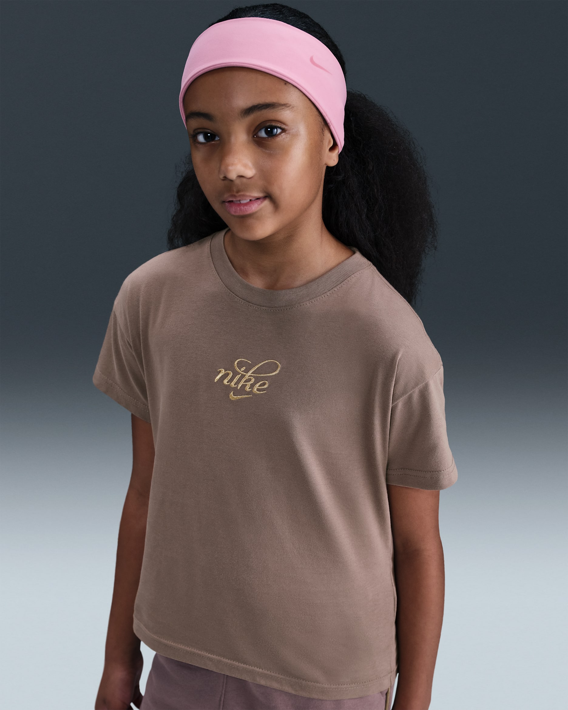 Nike Sportswear Big Kids' (Girls') T-Shirt - Mink Brown