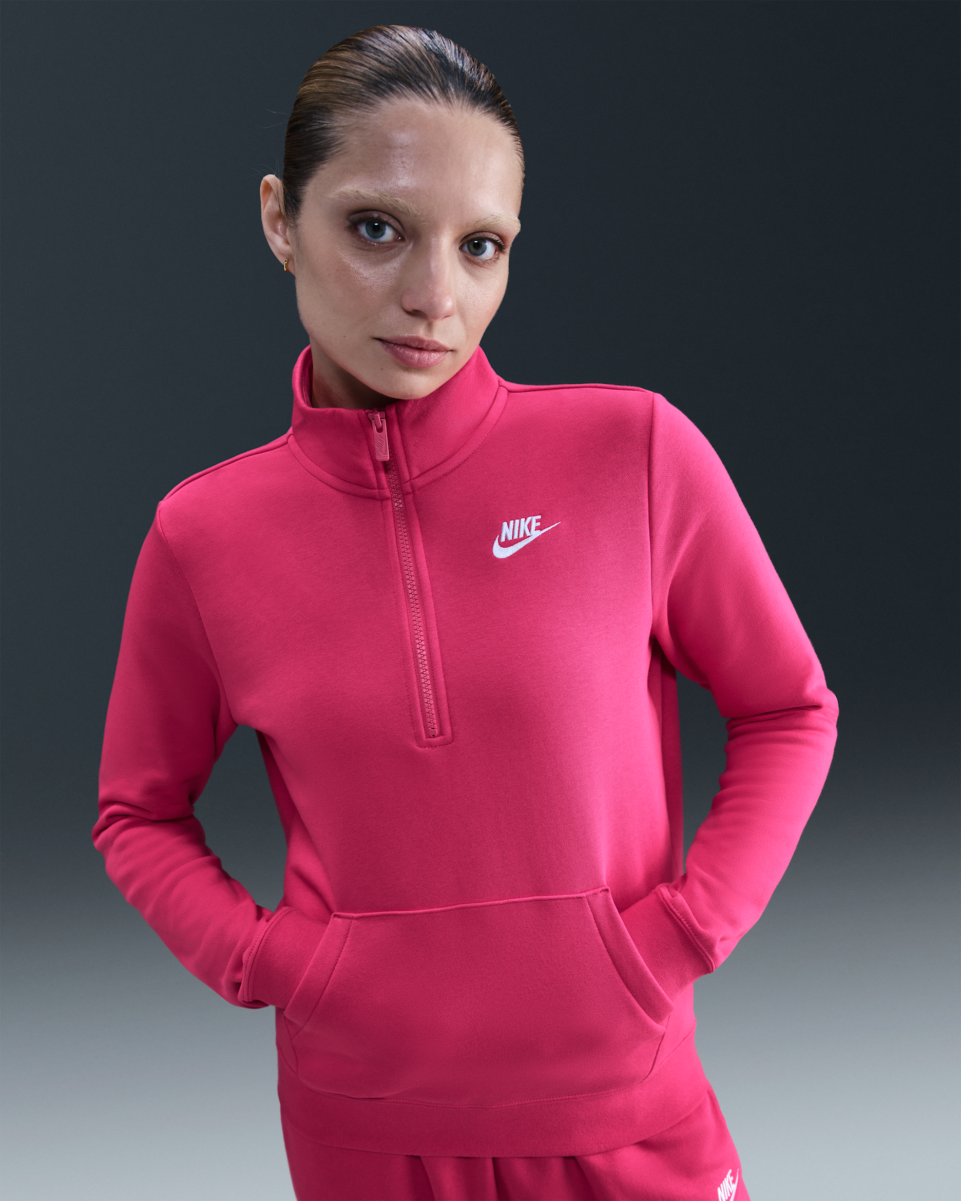 Nike Sportswear Club Fleece Women's 1/2-Zip Sweatshirt - Rush Pink/White