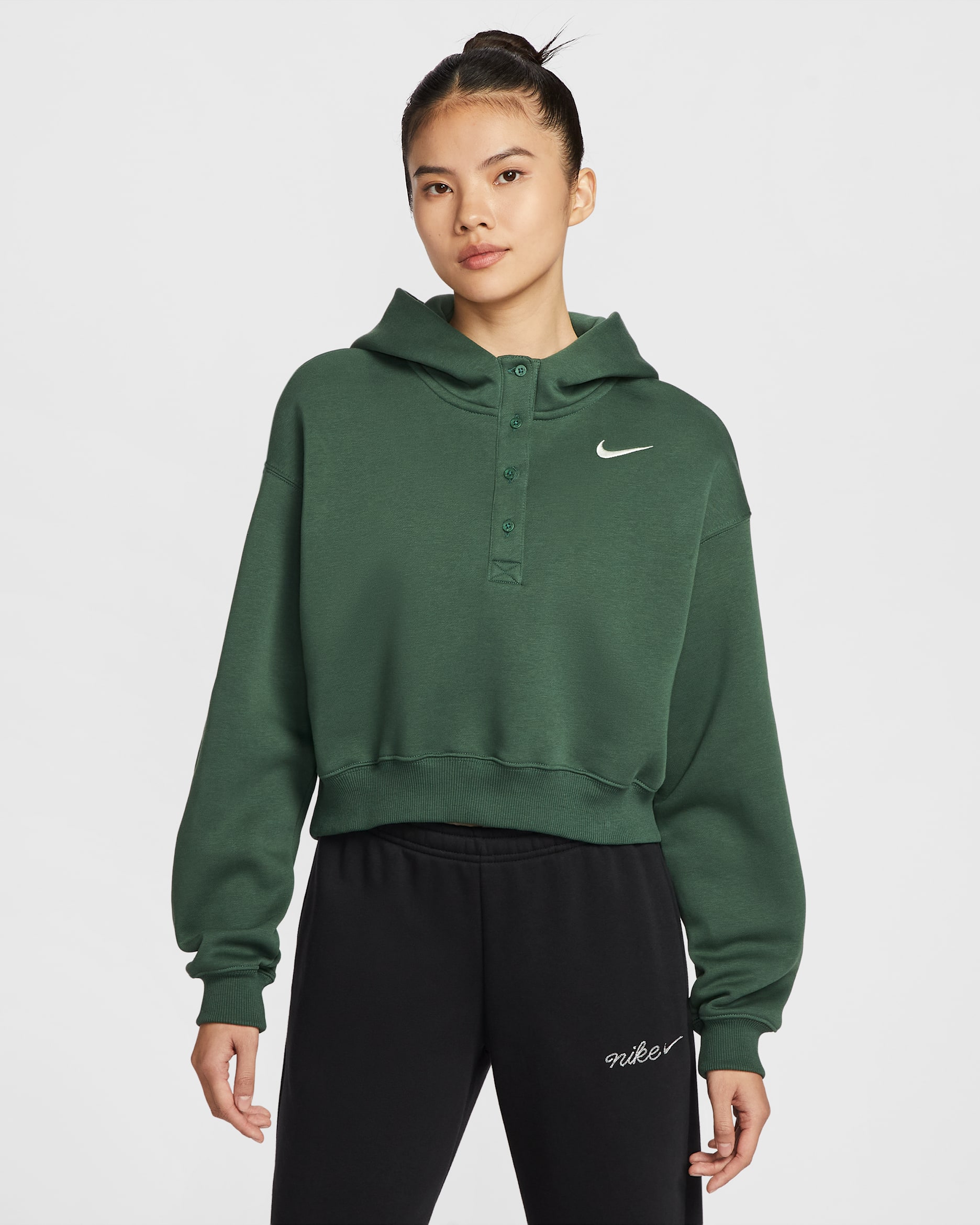 나이키 피닉스 플리스 여성 오버사이즈 크롭 후디 - 퍼/세일