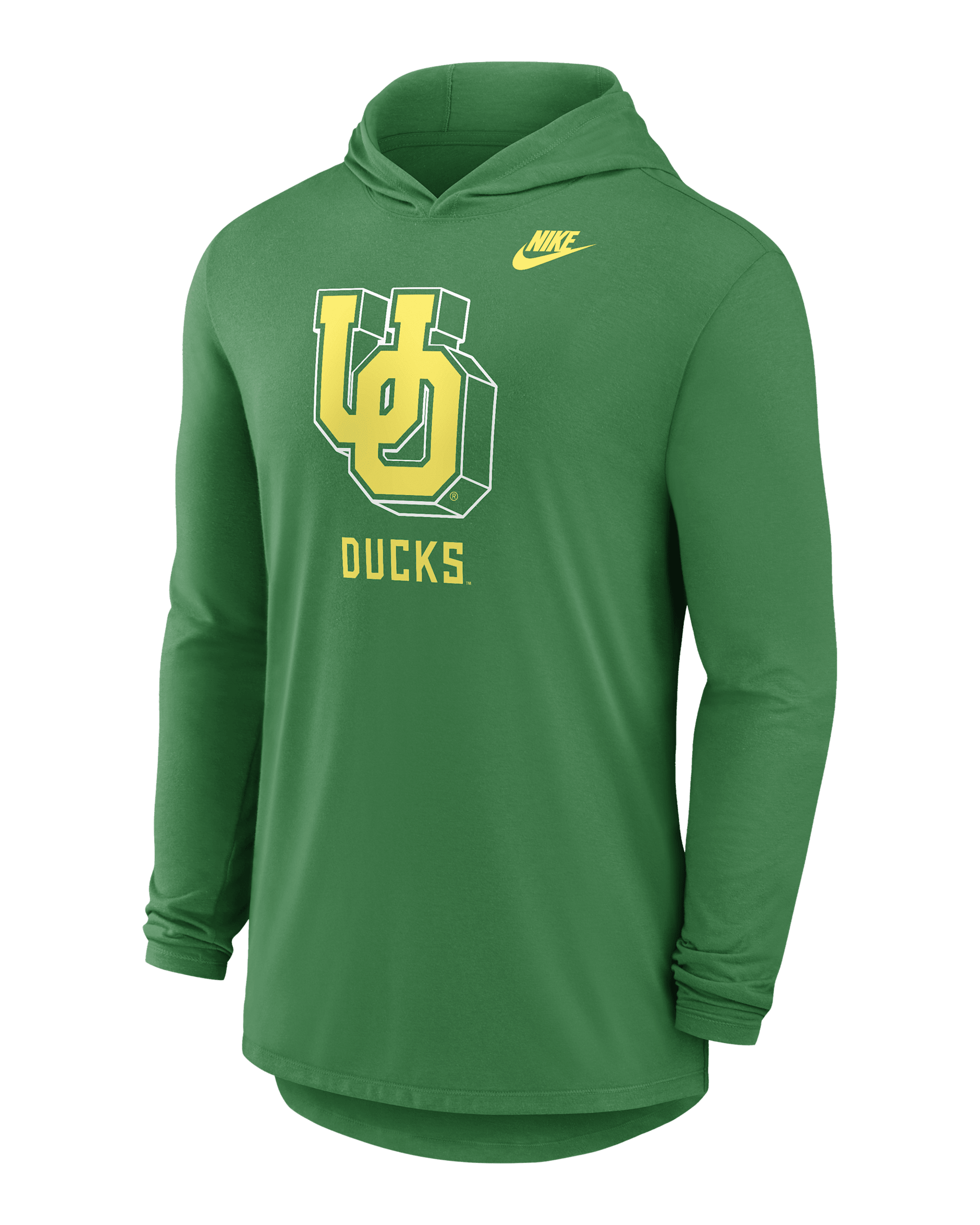 Oregon Legacy Men's Nike Dri-FIT College Long-Sleeve Hooded T-Shirt - Apple Green