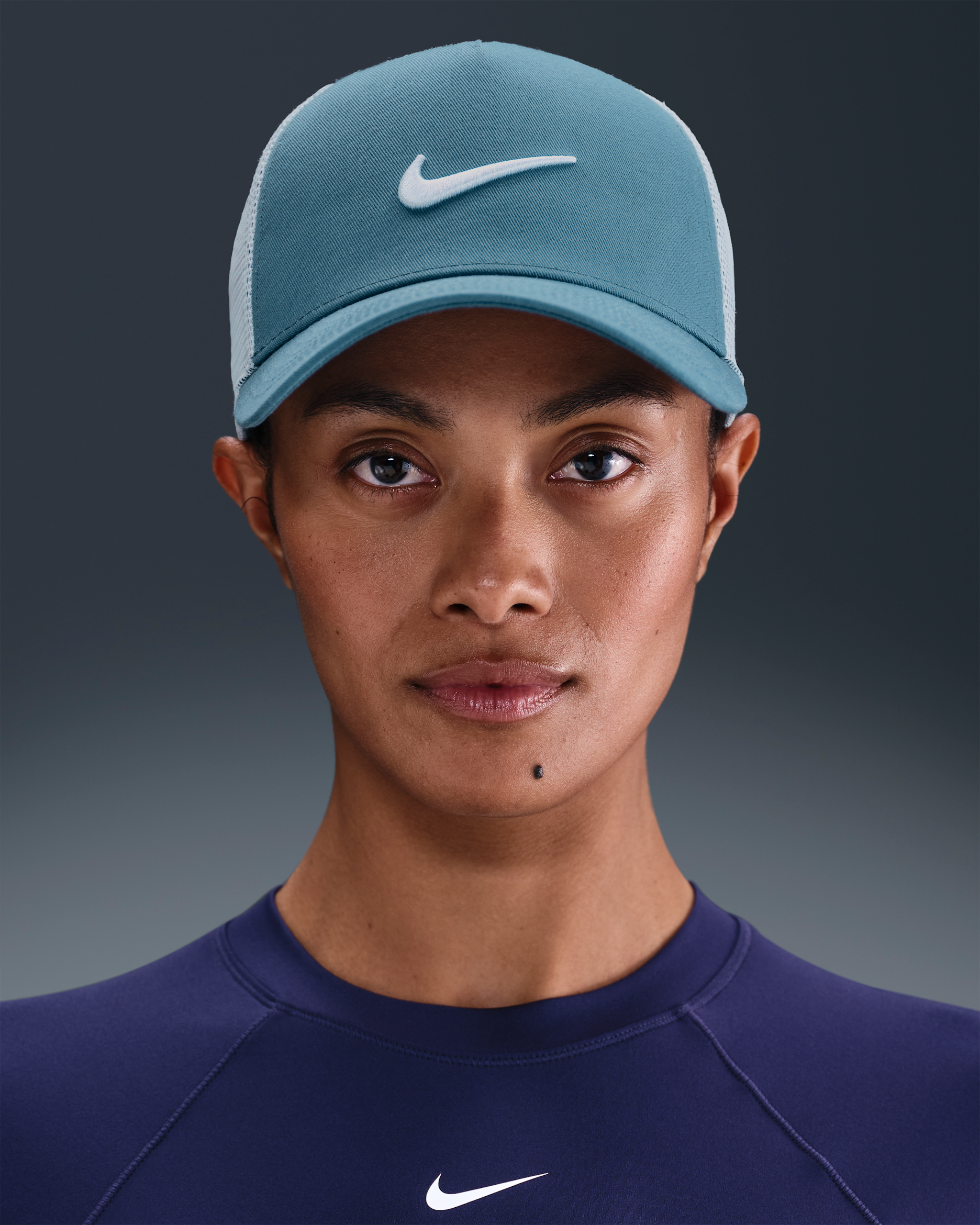 Nike Rise Structured Trucker Cap - Smokey Blue/White/White
