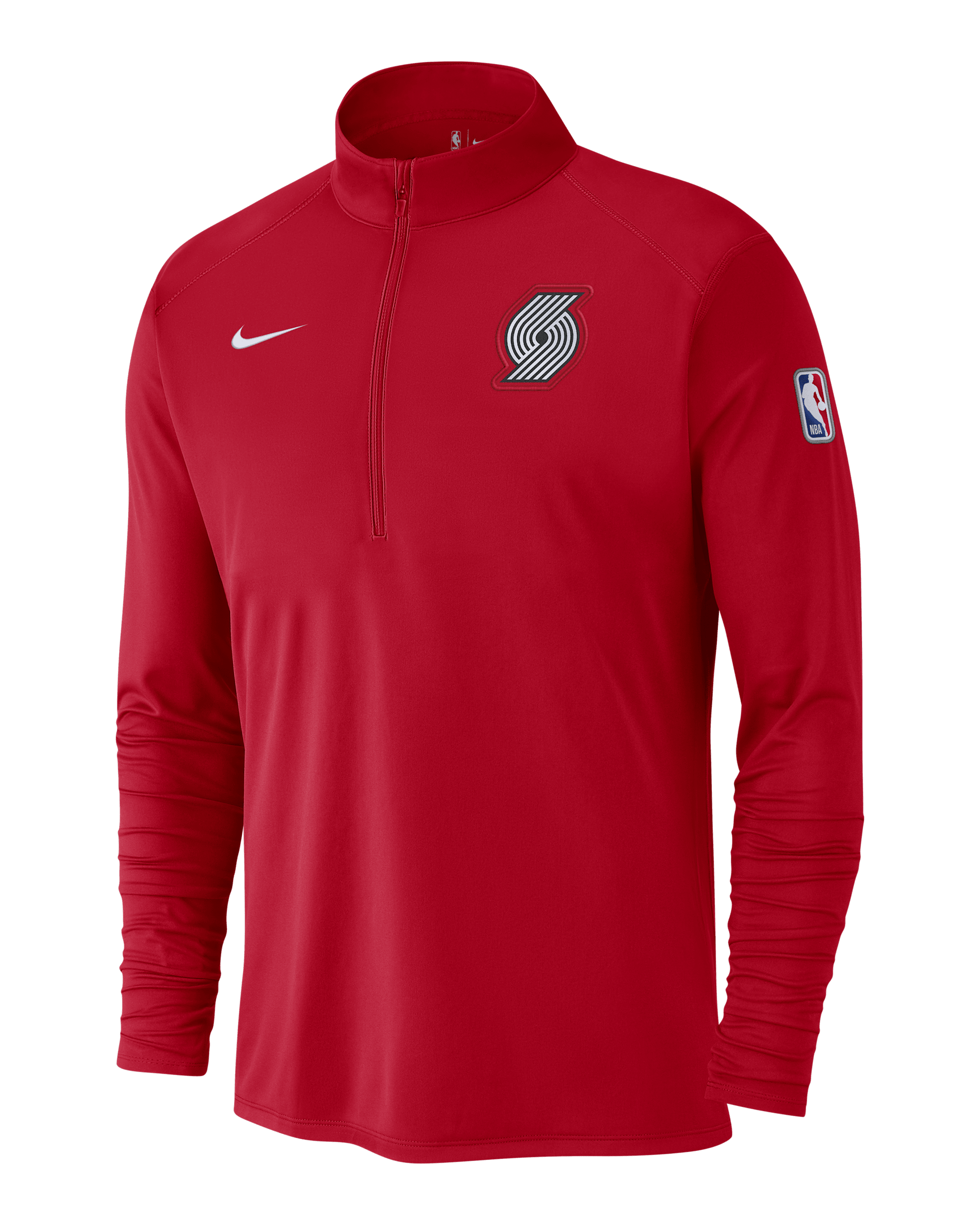Portland Trail Blazers City Edition Men's Nike Dri-FIT NBA 1/2-Zip Long-Sleeve Top - University Red/Black/White
