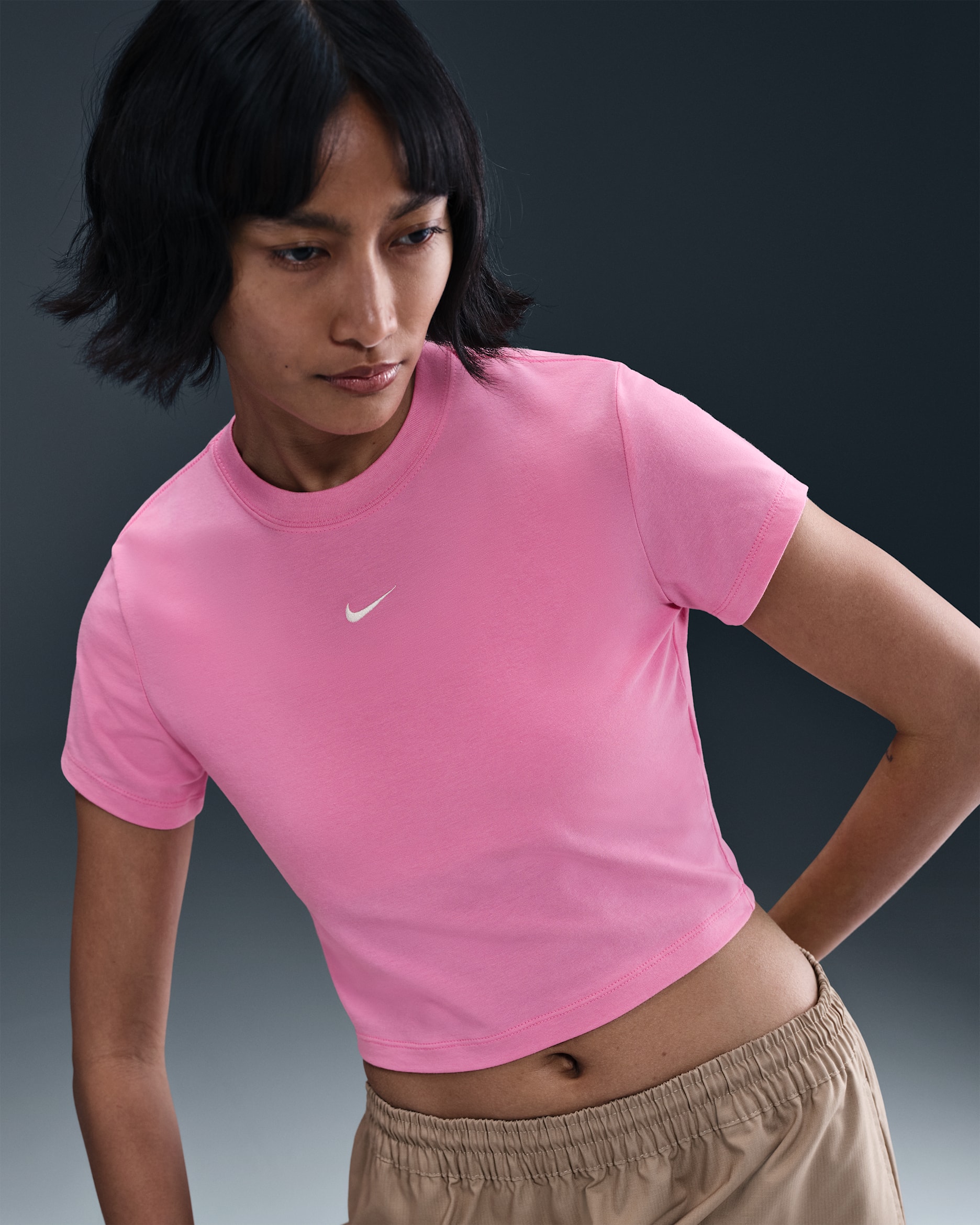 Nike Sportswear Chill Knit Women's Cropped T-Shirt - Playful Pink/Sail