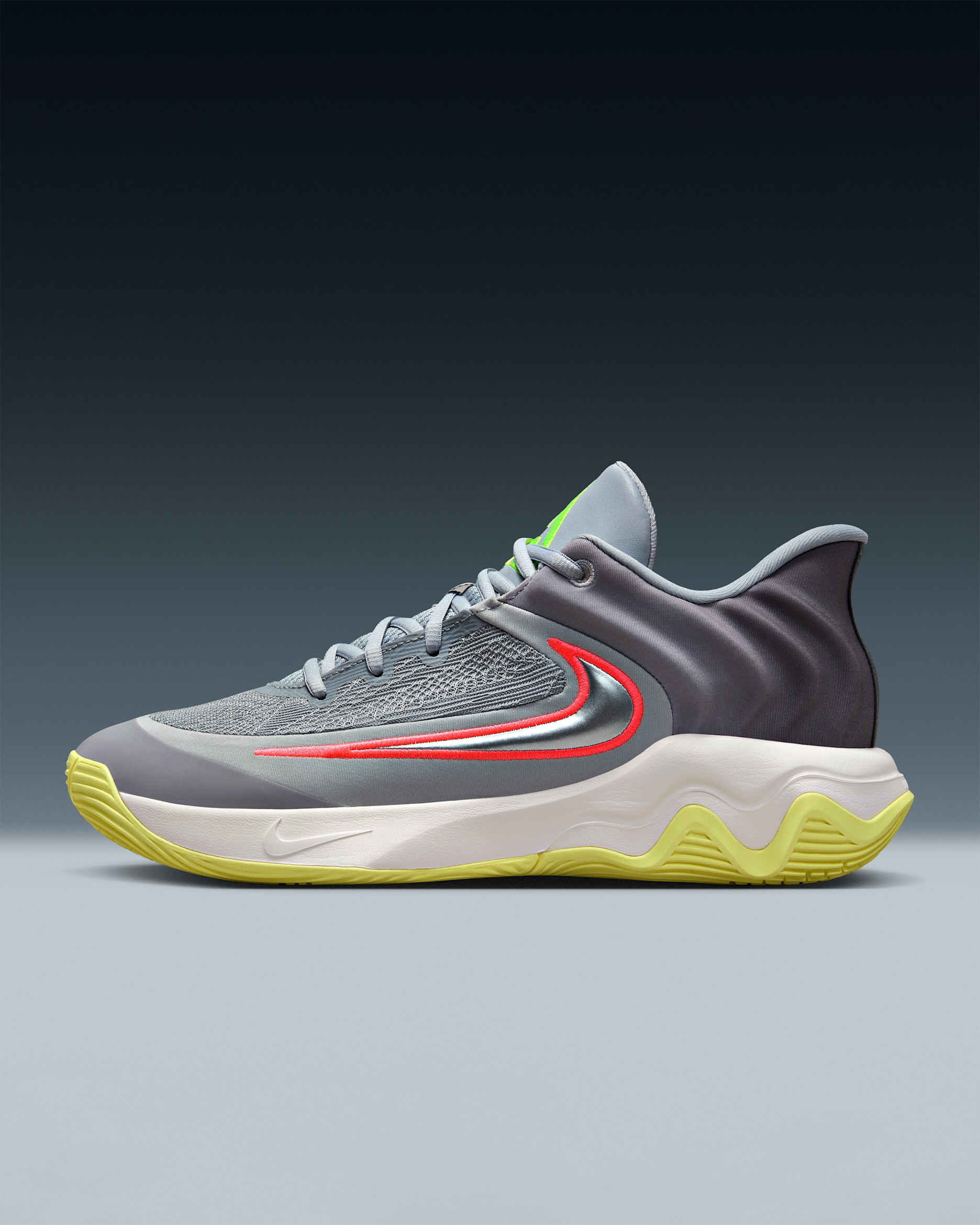 Buty do koszykówki Giannis Immortality 4 - Wolf Grey/Summit White/Luminous Green/Metallic Silver