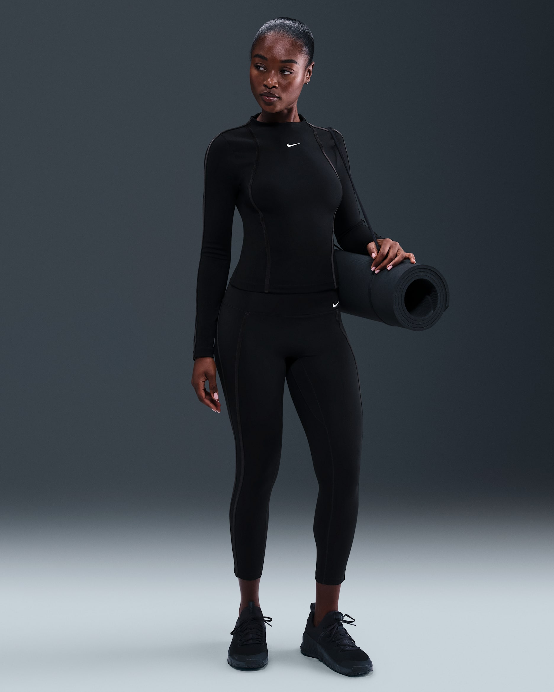 Γυναικείο ψηλόμεσο κολάν 7/8 Nike One - Μαύρο/Λευκό