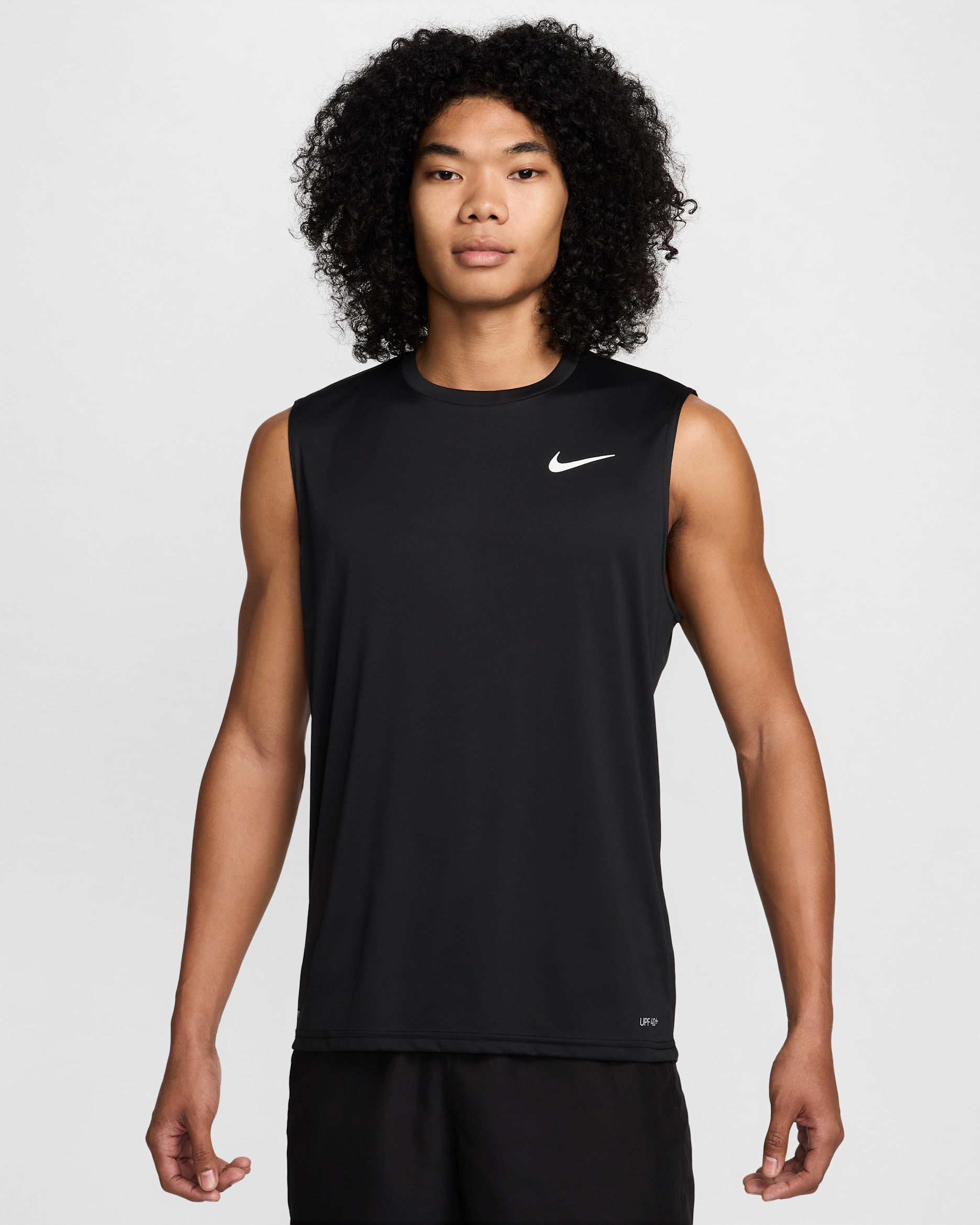 Camiseta Hydroguard de natación sin mangas para hombre Nike Essential - Negro/Blanco