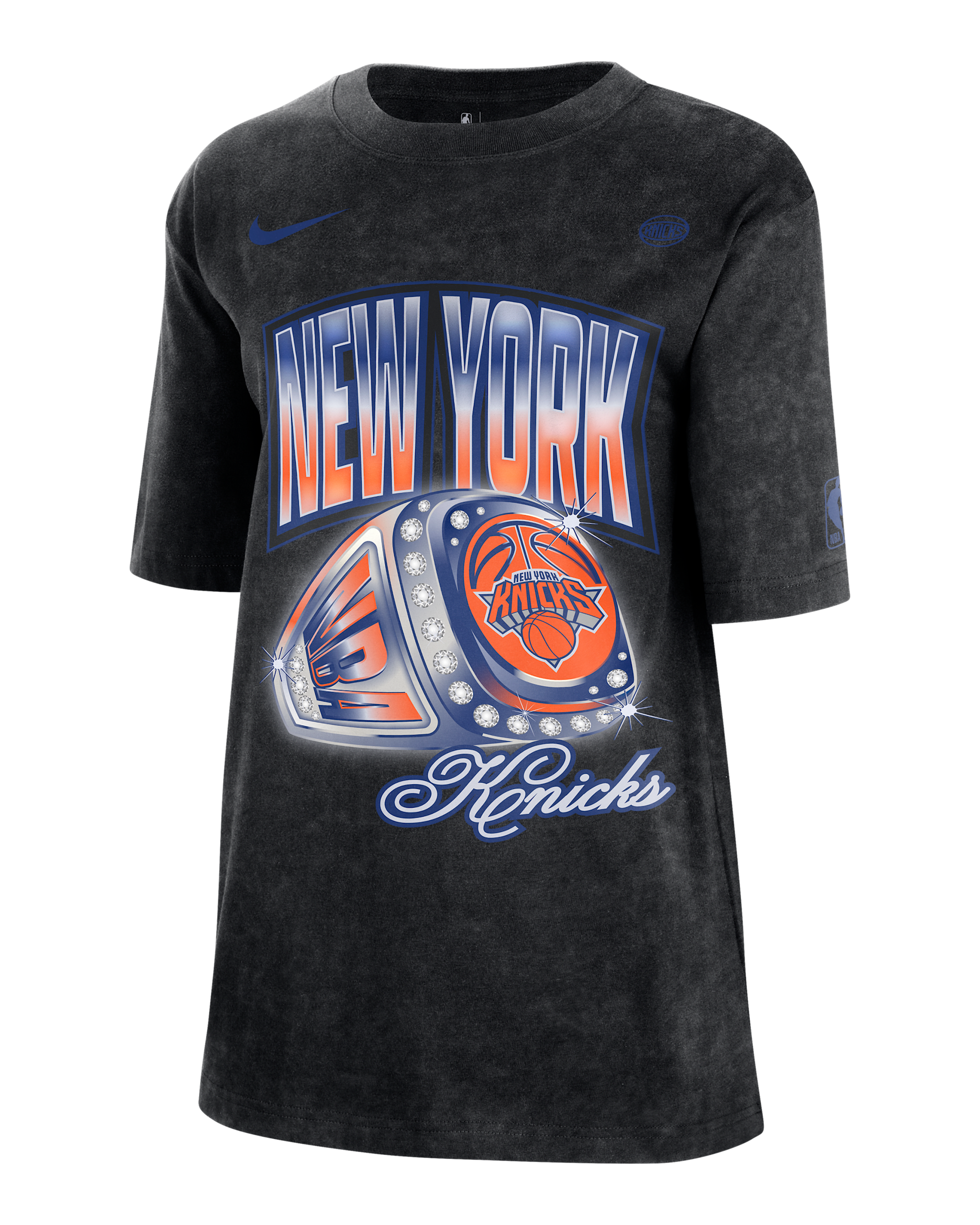 Playera Nike de la NBA para mujer New York Knicks Courtside - Negro