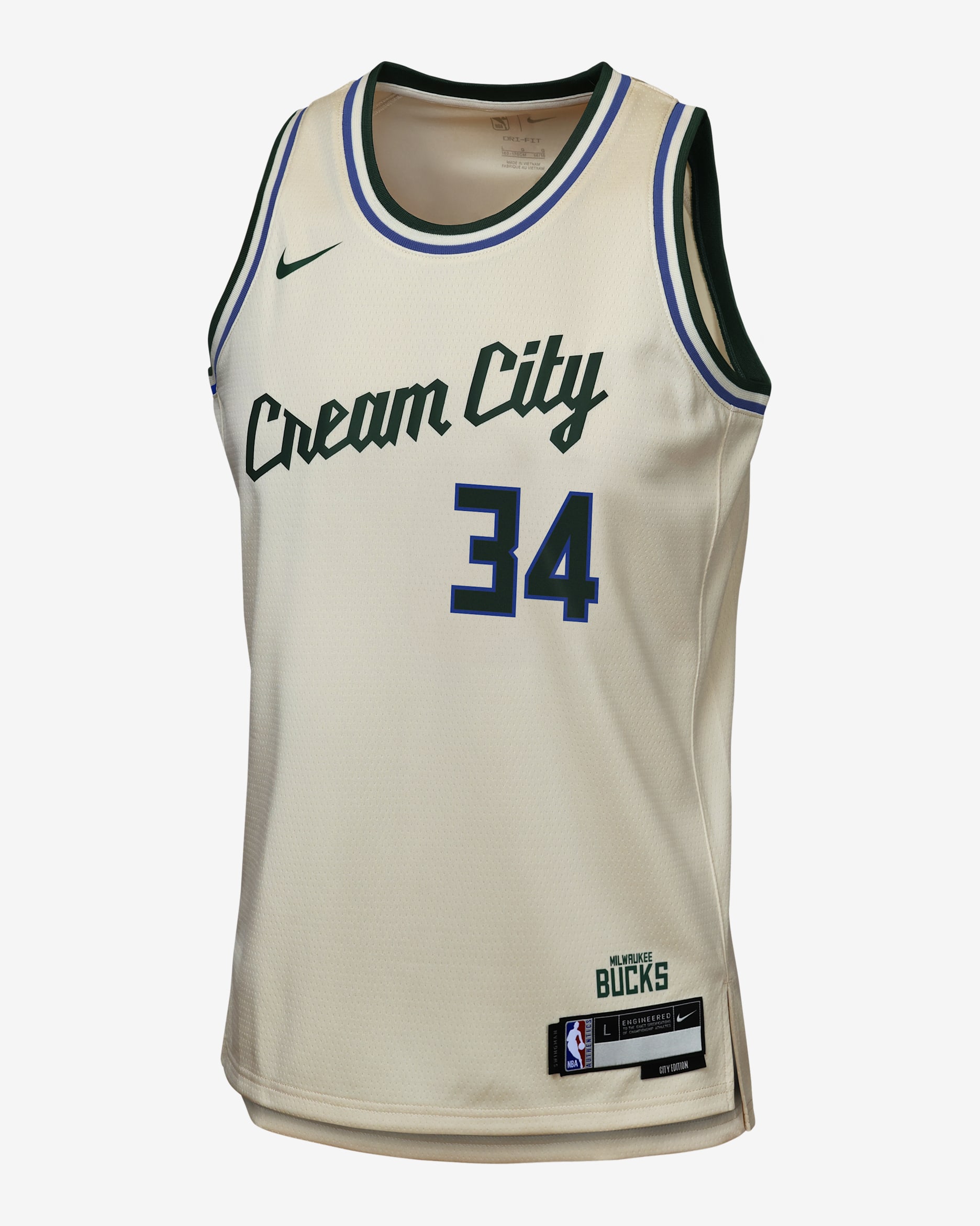 Jersey Nike de la NBA Swingman para niño talla grande de Giannis Antetokounmpo de los Milwaukee Bucks City Edition - Ópalo liso