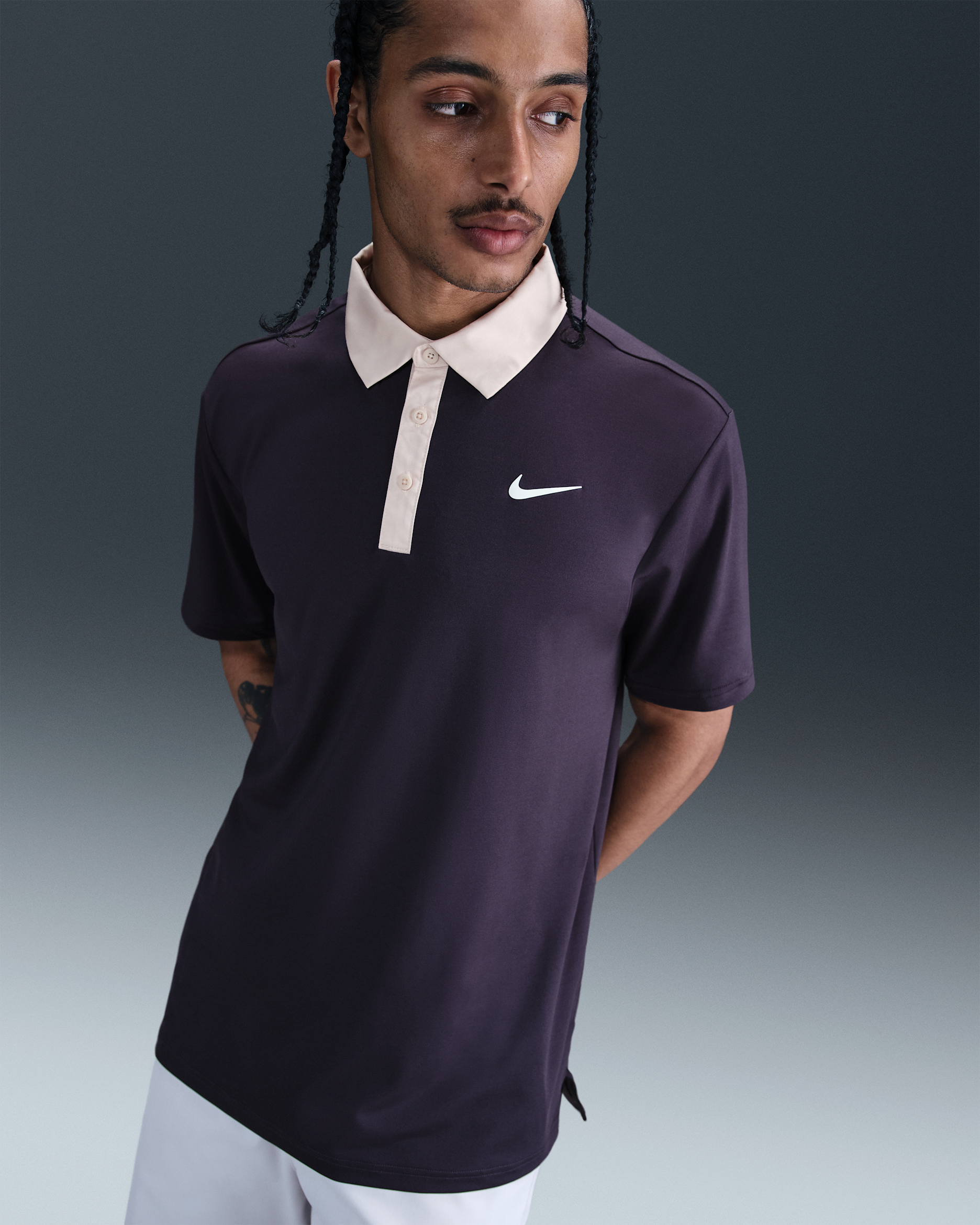 Nike Tour Men's Dri-FIT Golf Polo - Cave Purple/Silt Red/White