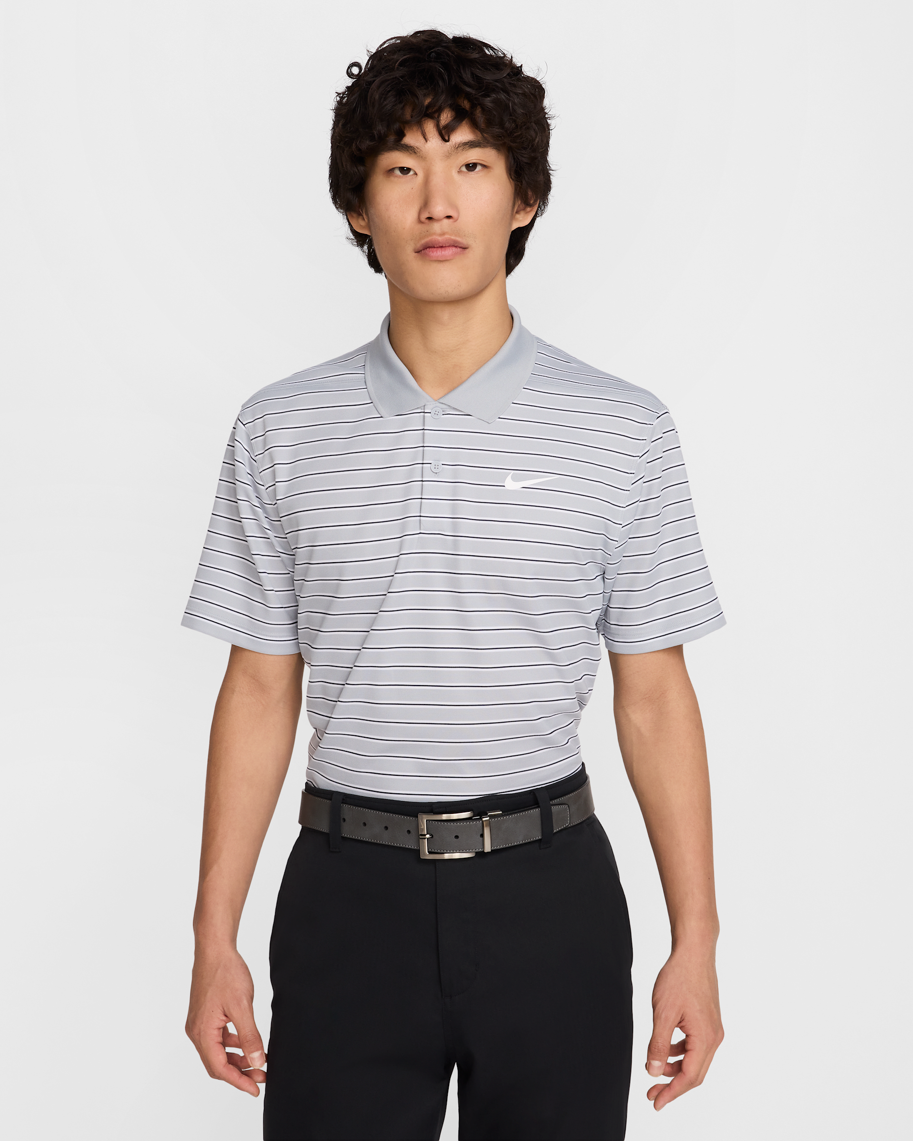 Nike Dri-FIT Victory Men's Striped Golf Polo - Wolf Grey/White