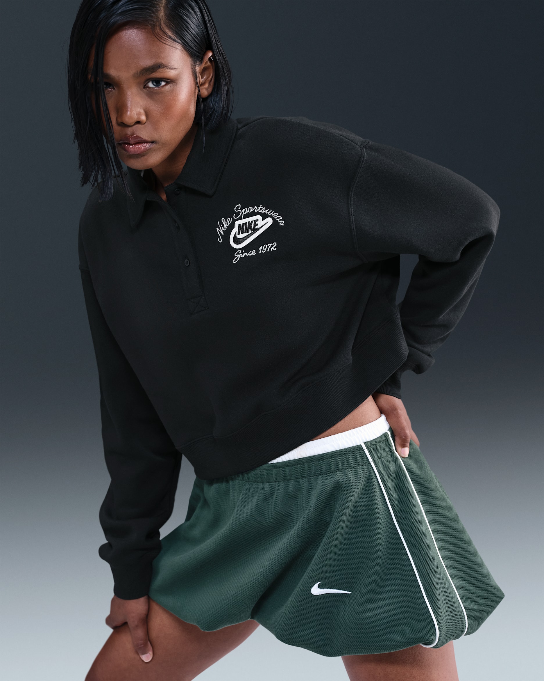 Nike Sportswear Phoenix Fleece Women's Loose Collared Pull-Over Top - Black