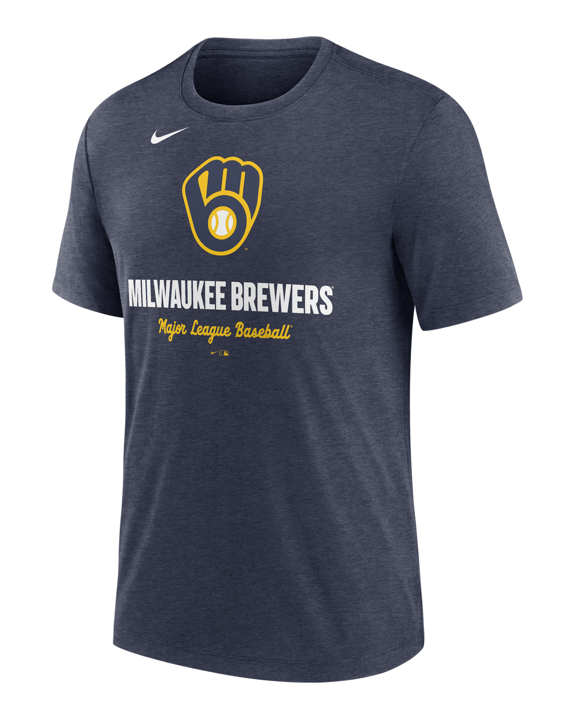 Milwaukee Brewers Logo Men's Nike MLB T-Shirt - Navy Heather