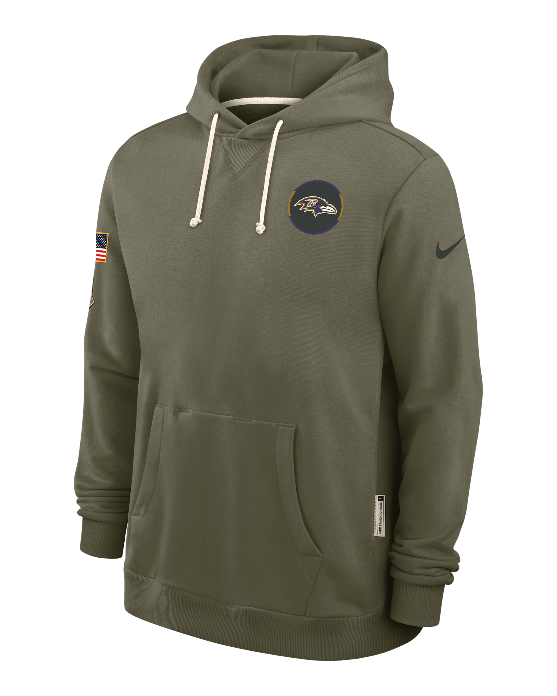 Baltimore Ravens Salute to Service Sideline Dominant Force Men's Nike Dri-FIT NFL Pullover Hoodie - Olive