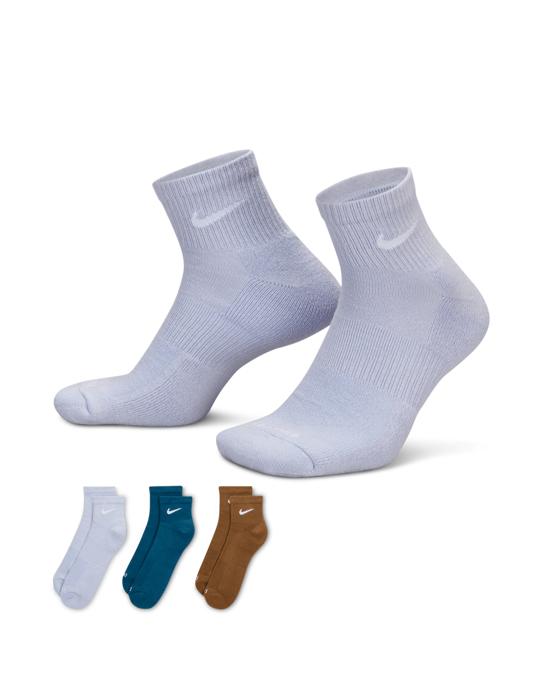 Nike Everyday Plus Cushioned Training Ankle Socks (3 Pairs) - Multi-Color