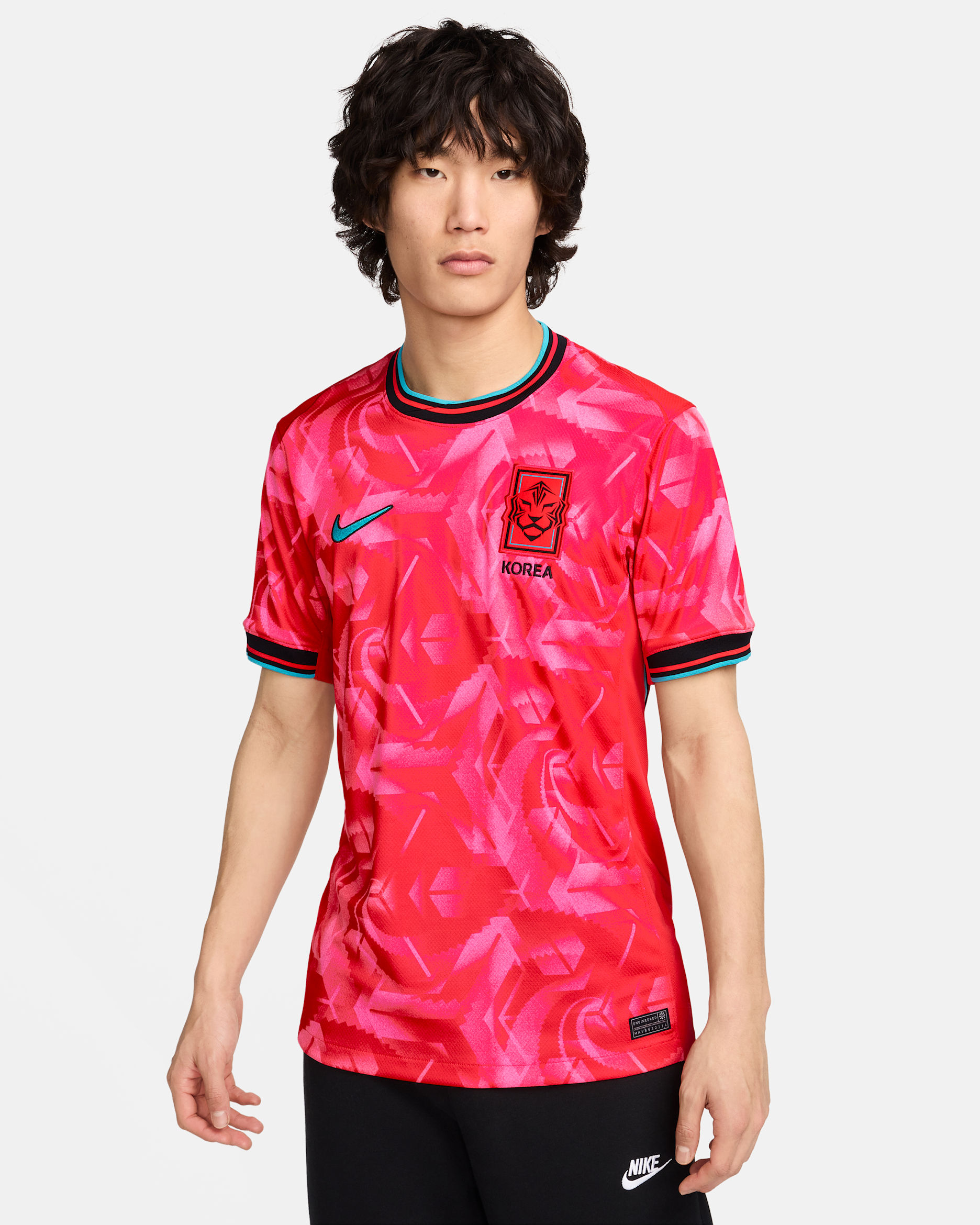 Korea 2024 Stadium Home Men's Nike Dri-FIT Football Replica Shirt - Global Red/Teal Nebula/Black