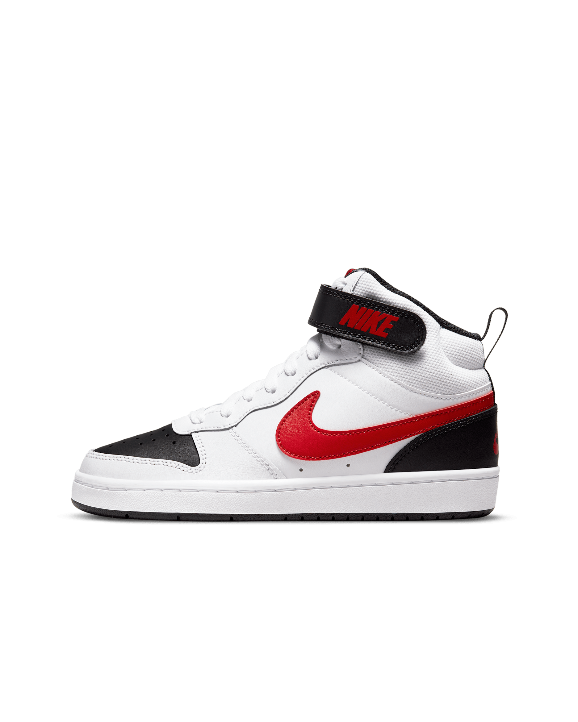Nike Court Borough Mid 2 Big Kids' Shoes - White/Black/University Red