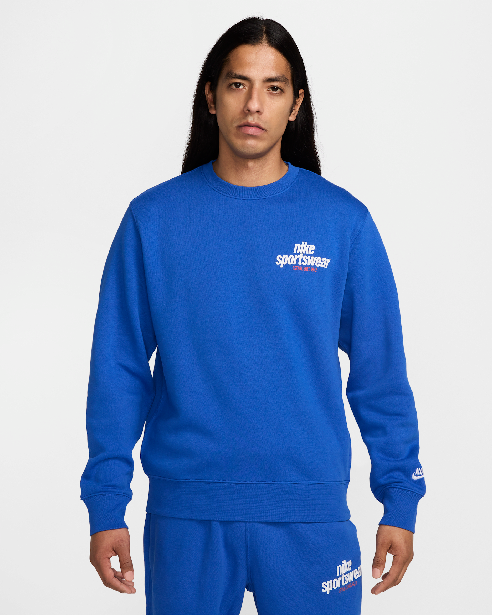 Nike Club Men's Fleece Crew - Game Royal/Game Royal/White