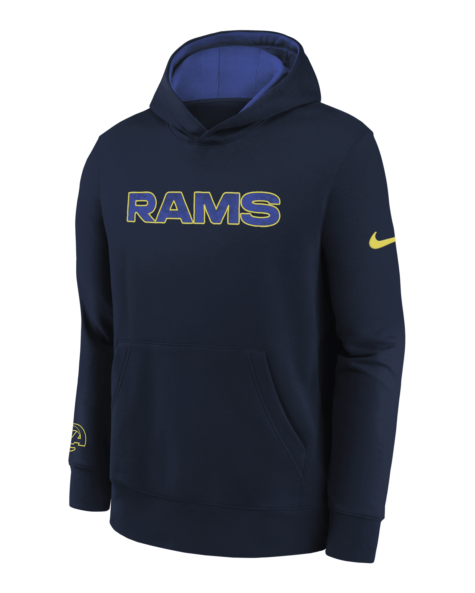 Sudadera con gorro sin cierre Nike de la NFL para niños talla grande Los Angeles Rams Rivalry Club - Azul marino